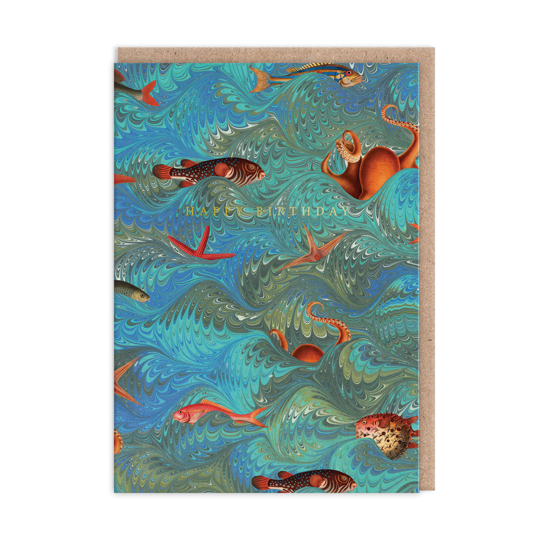 Picture of Marble Sea Creatures Greeting Card (12057)