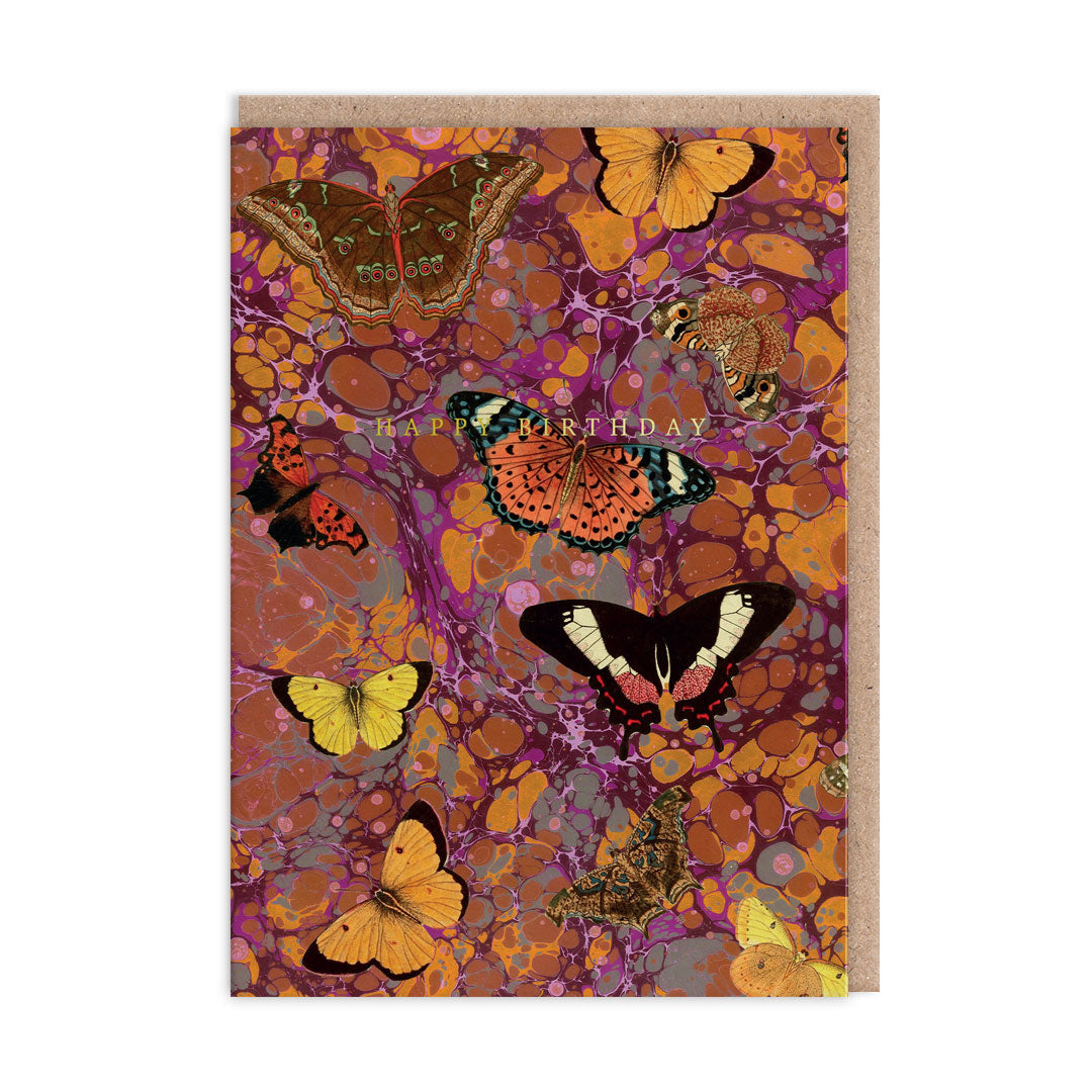 Picture of Marble Butterfly Pink Greeting Card (12058)