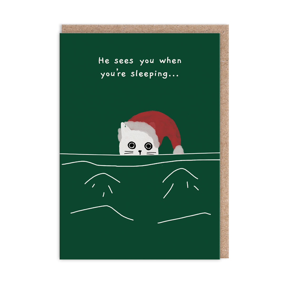 Picture of He Sees You When You're Sleeping Cat Card (9699)