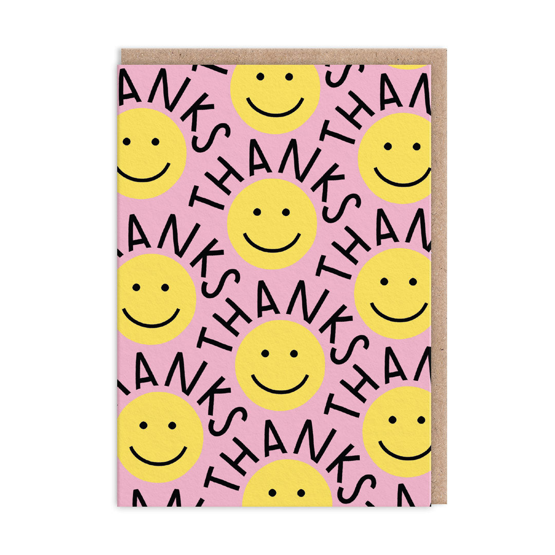 Picture of Thanks Yellow Smiley Greeting Card (9805)