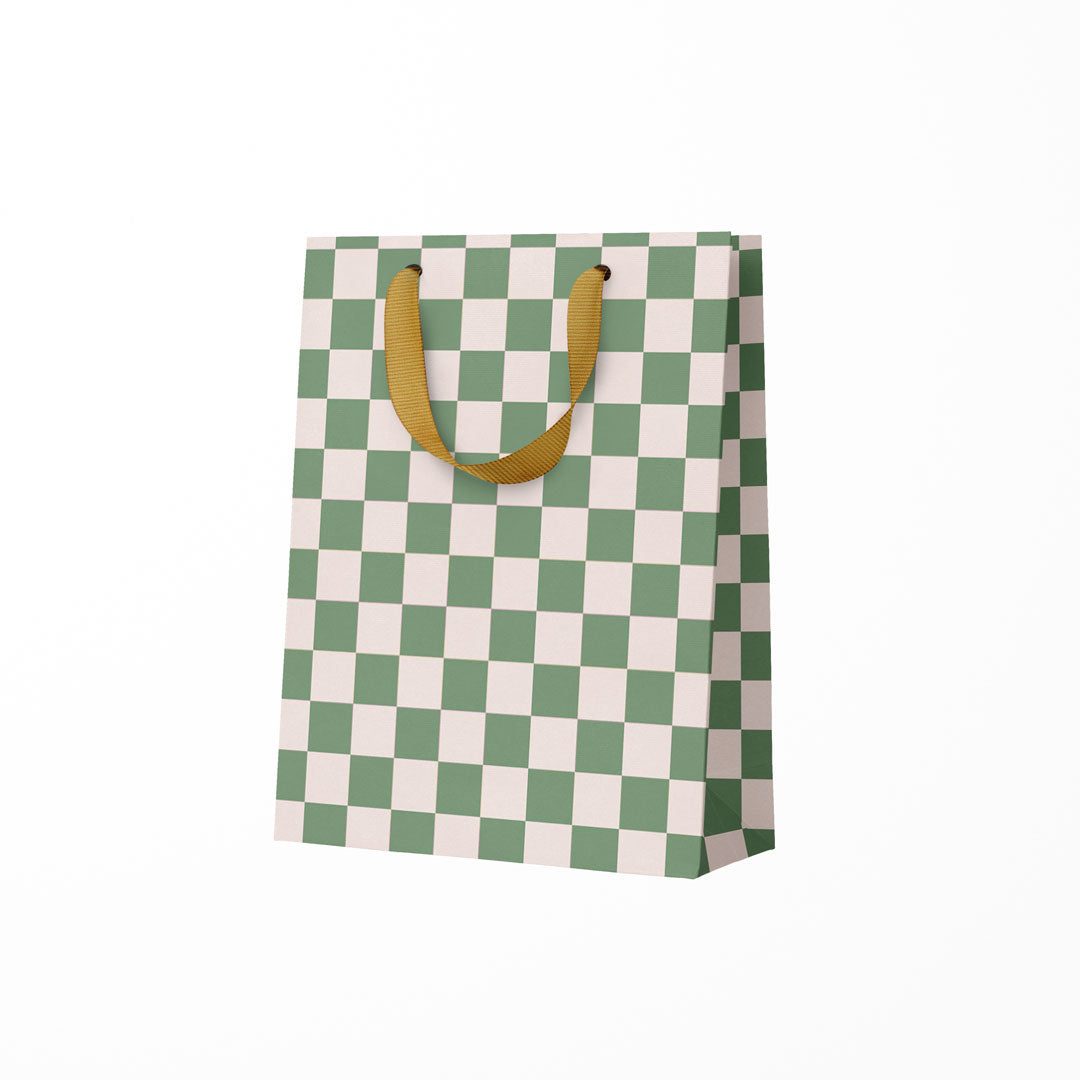 Picture of Khaki Checkerboard Medium Gift Bag (12129)