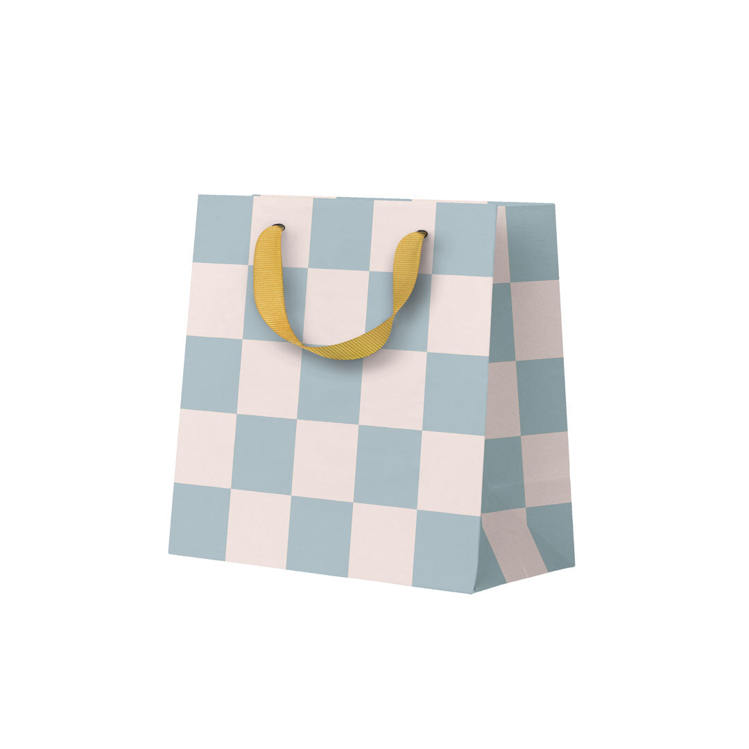 Picture of Pale Blue Checkerboard Small Gift Bag (12128)
