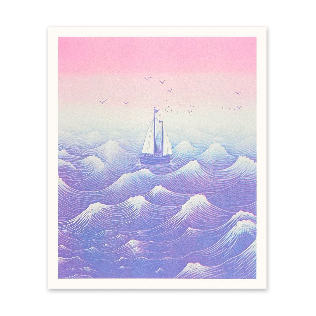 Picture of Boats at Sea Riso Print (10x12) (11005)