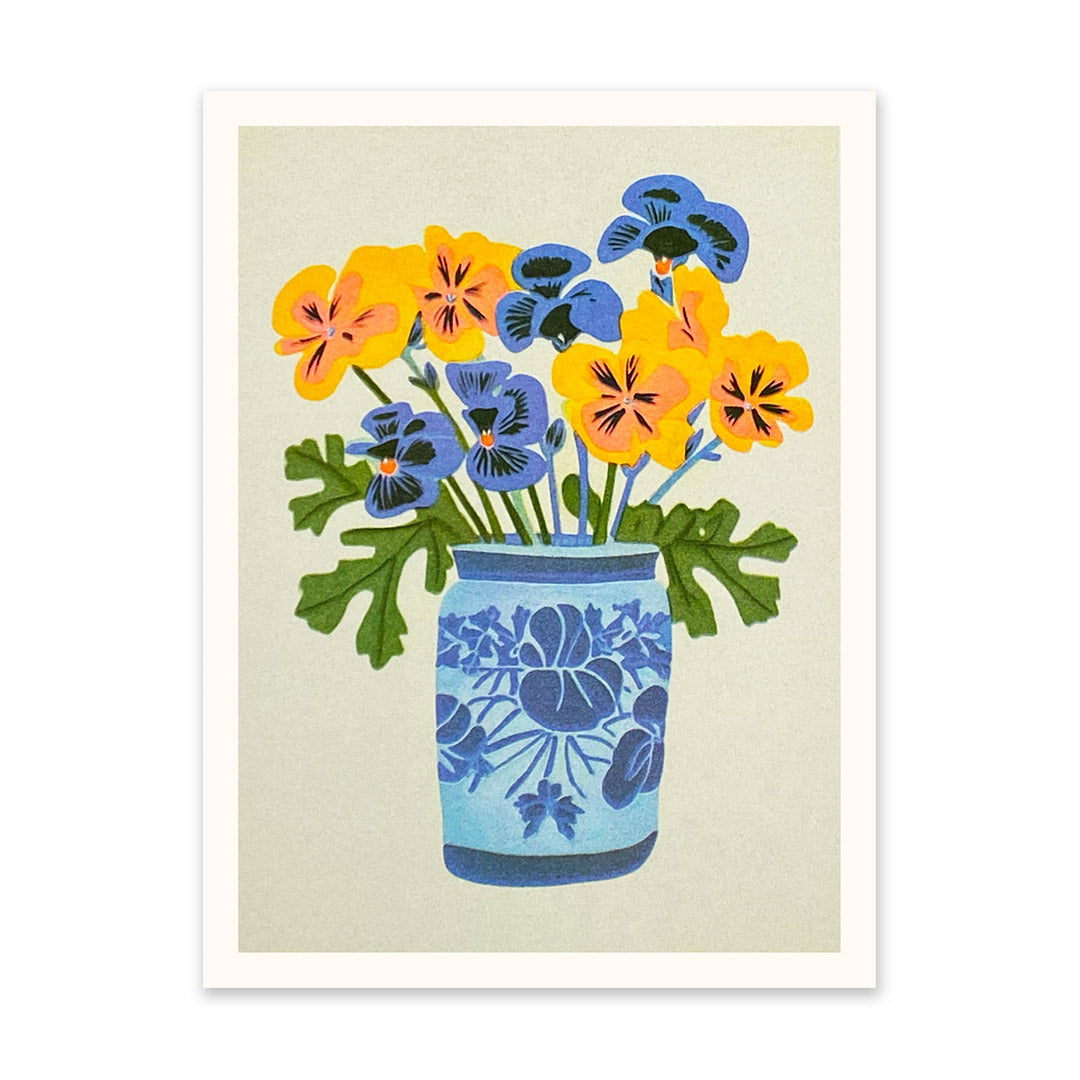 Picture of Pansies in Vase Riso Print (6x8) (10897)
