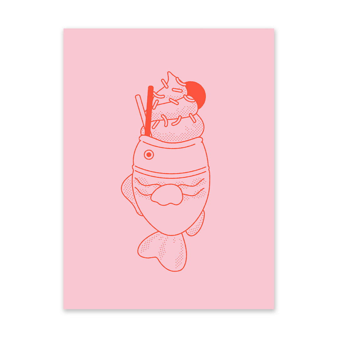Picture of Pink & Red Fish Ice Cream Riso Print (6x8)(10945)