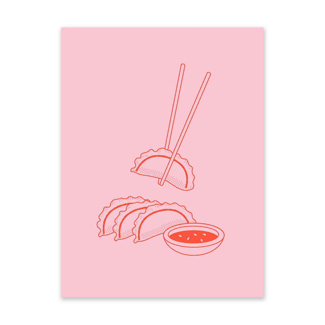 Picture of Pink and Red Gyoza Riso Print (6x8) (11031)