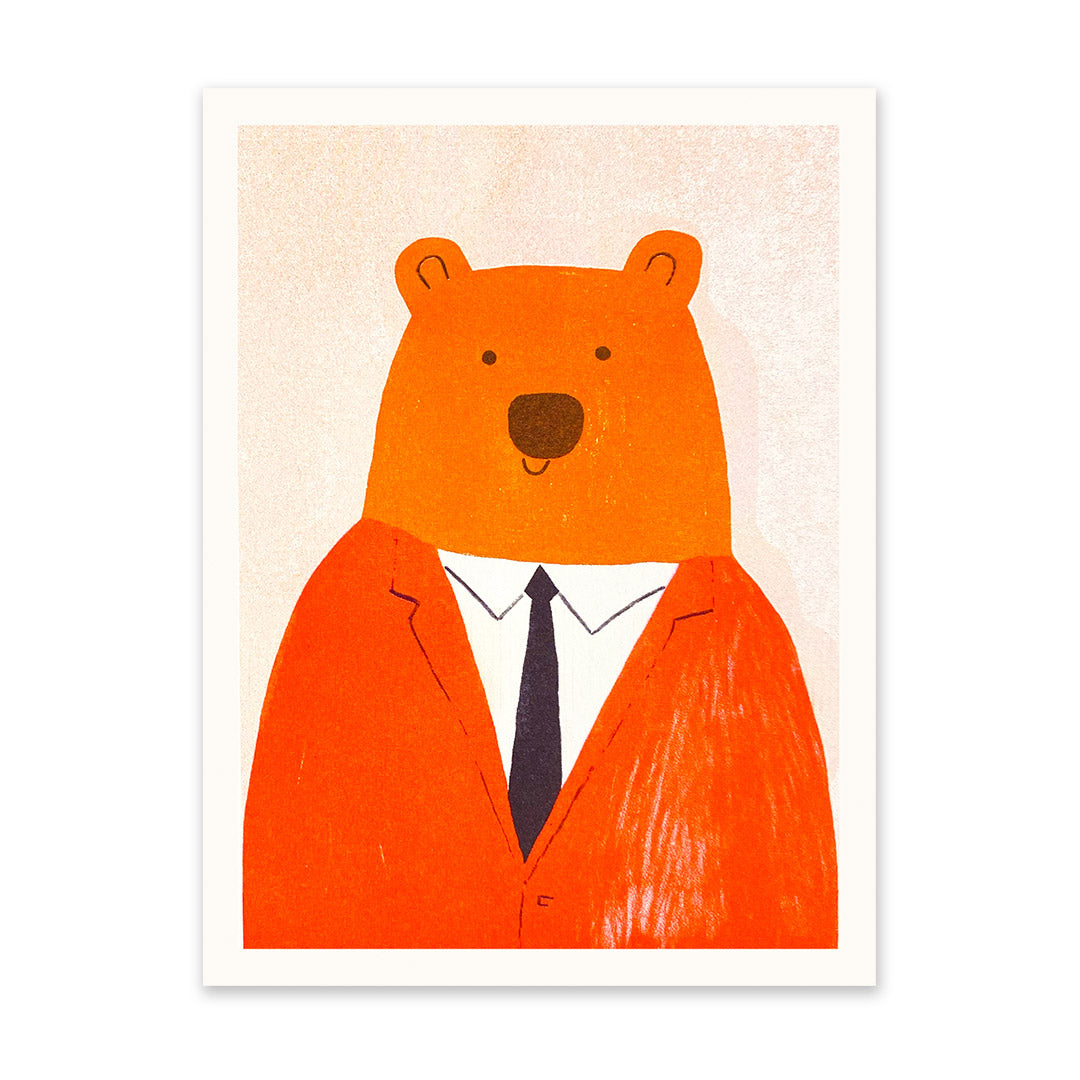 Picture of Bear in Suit Riso Print (6x8) (11212)