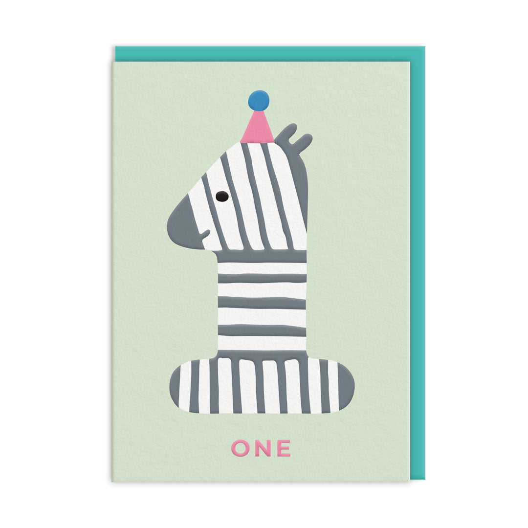 Picture of Age 1 Zebra Birthday Card (11973)