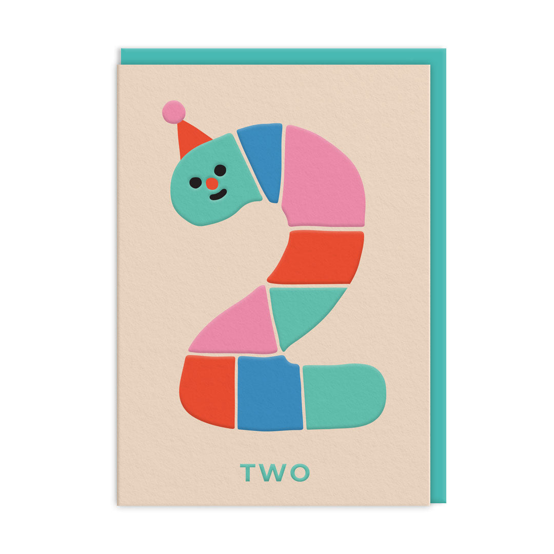 Picture of Age 2 Rainbow Worm Birthday Card (11974)