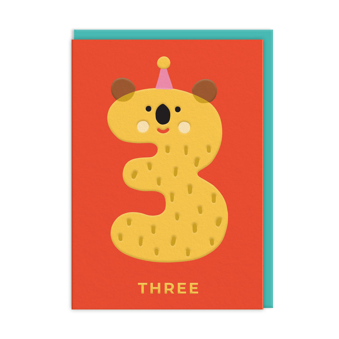 Picture of Age 3 Koala Birthday Card (11975)