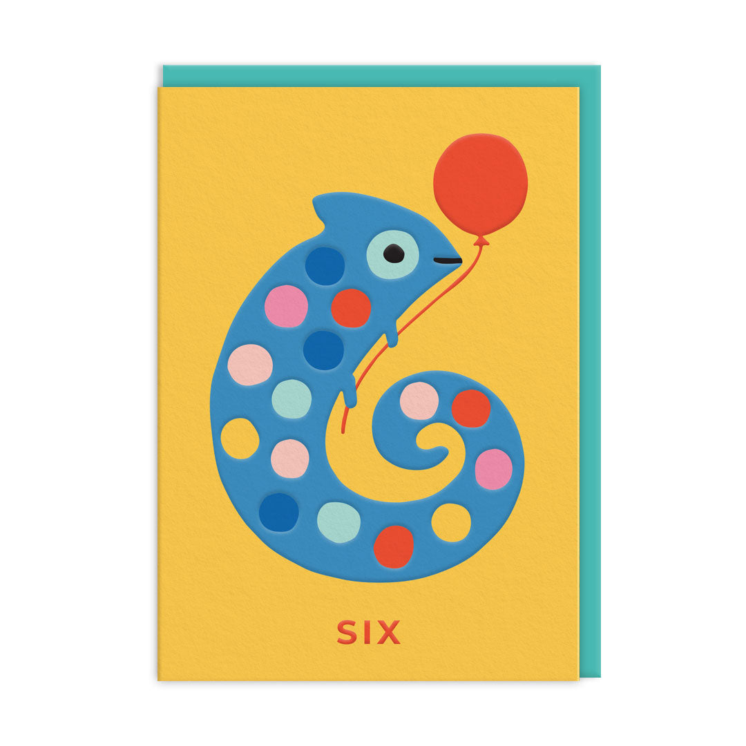 Picture of Age 6 Chameleon Birthday Card (11978)