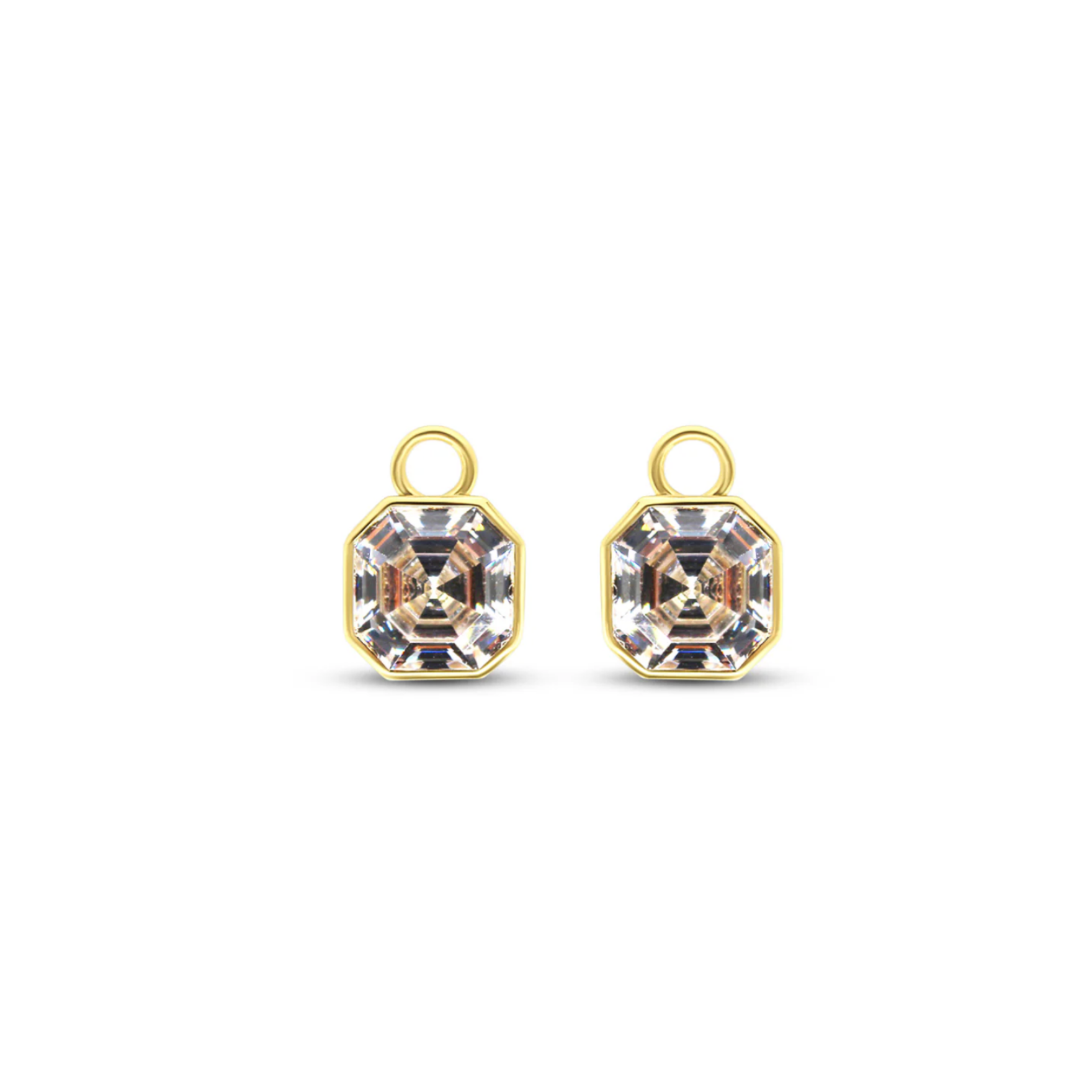 Picture of Asscher Hoop Charms - 14K - White CZ