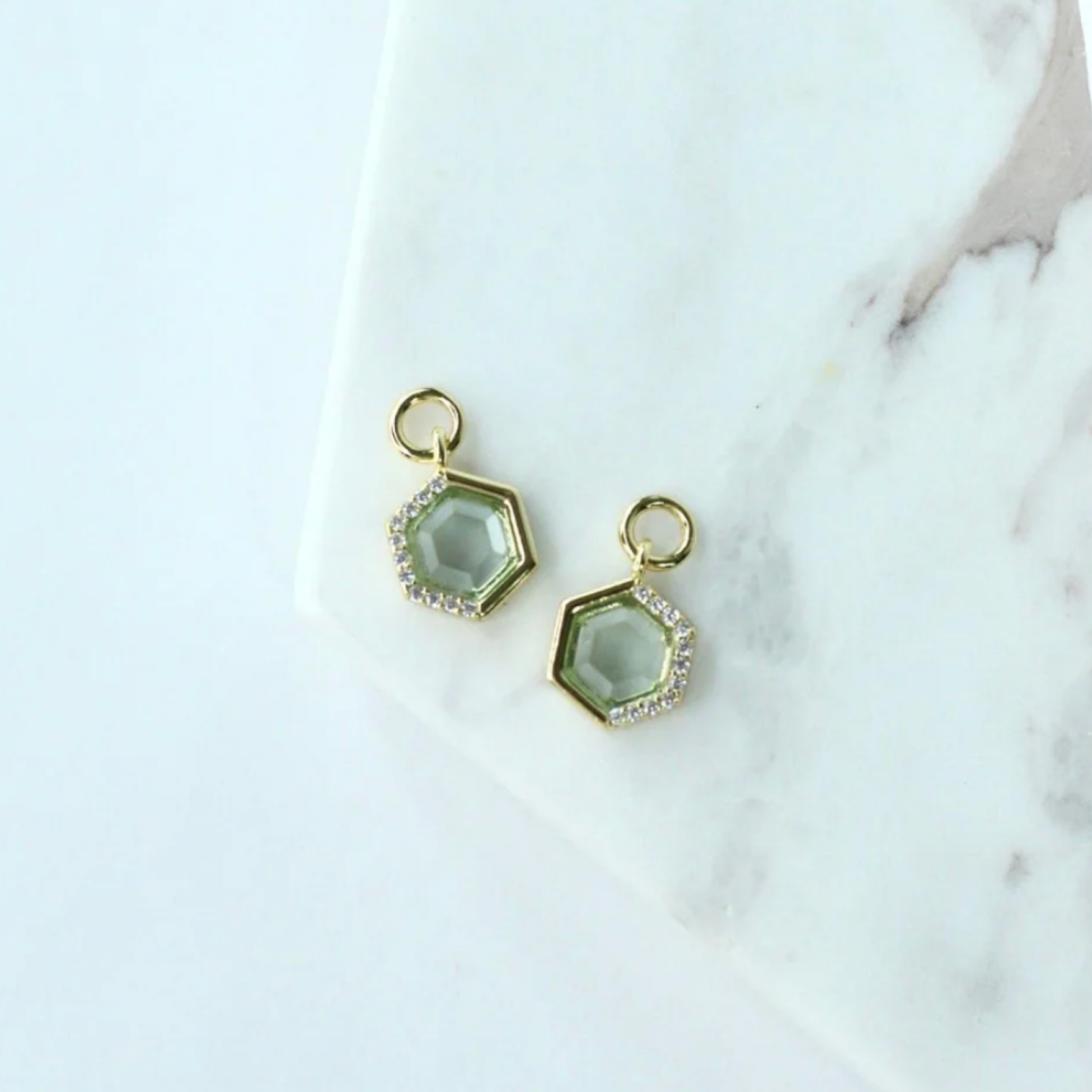 Picture of Stardust Hoop Charms - 14K - Aquamarine