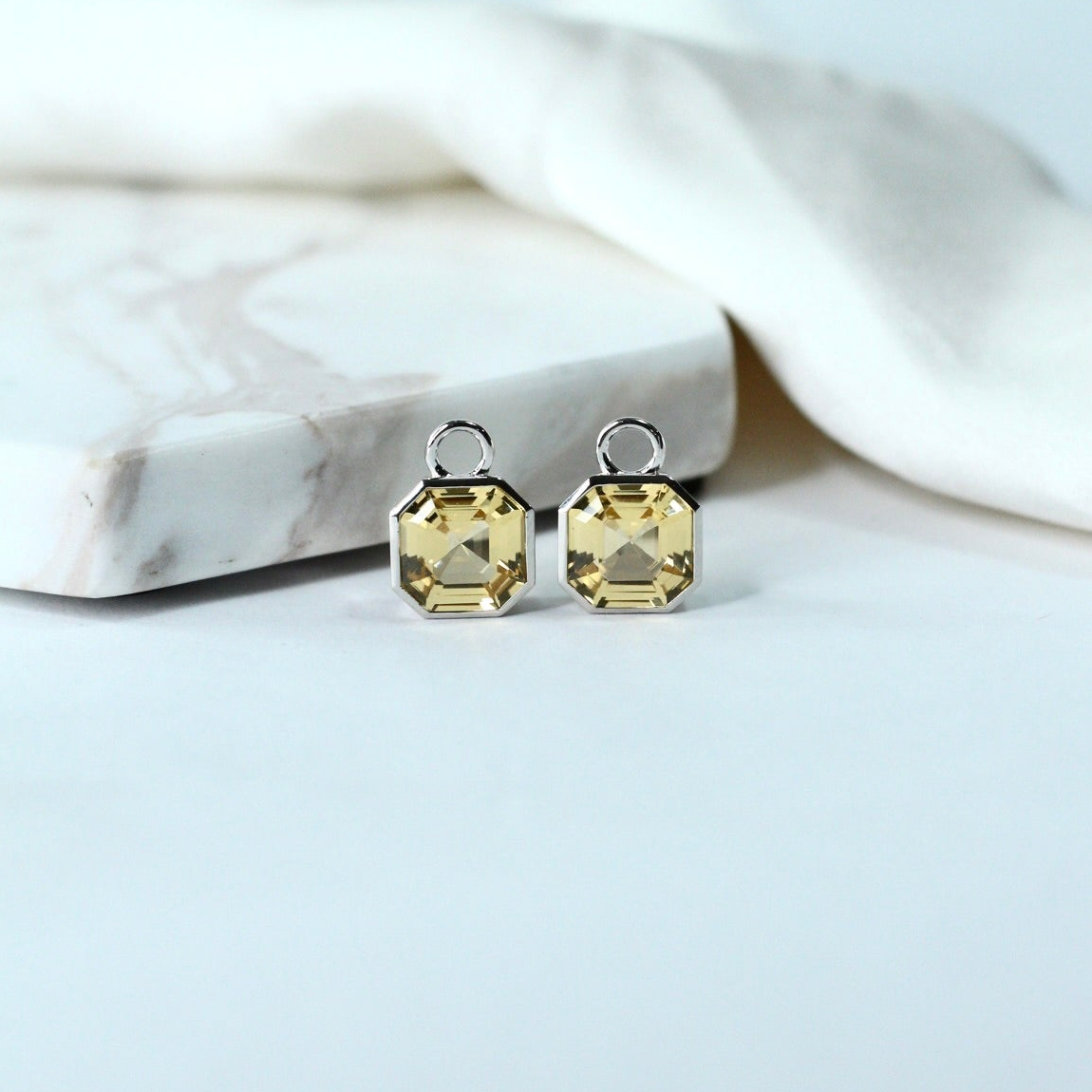 Picture of Asscher Hoop Charms - SS - Champagne CZ