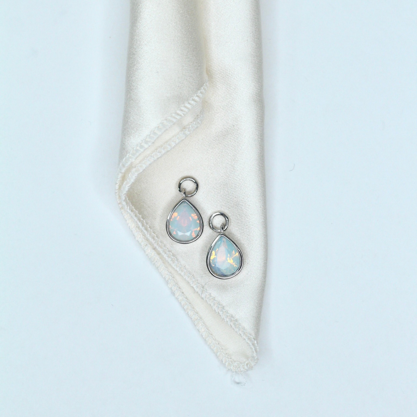 Picture of Drop Charm - SS - White Opal CZ
