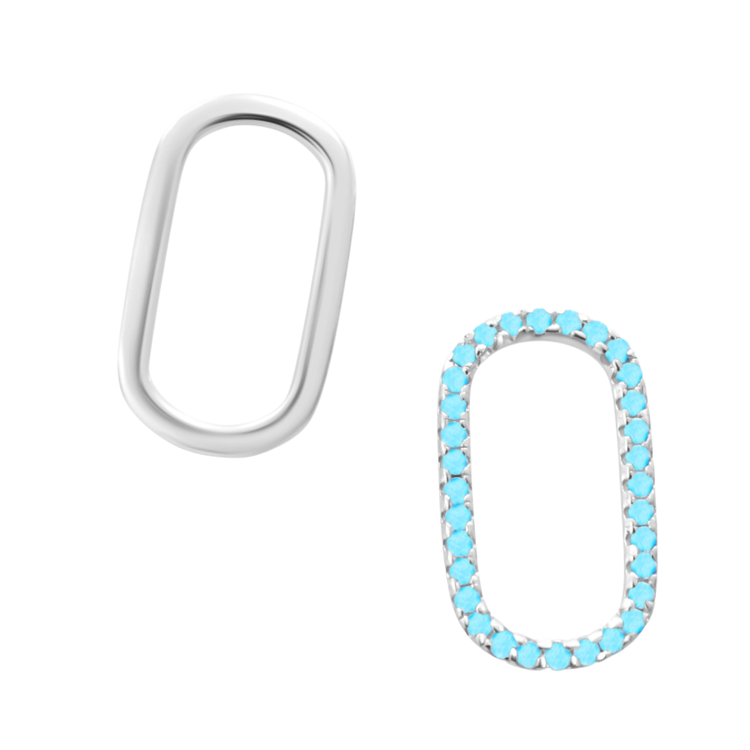Picture of Oval Pavé Charm in Turquoise - SS