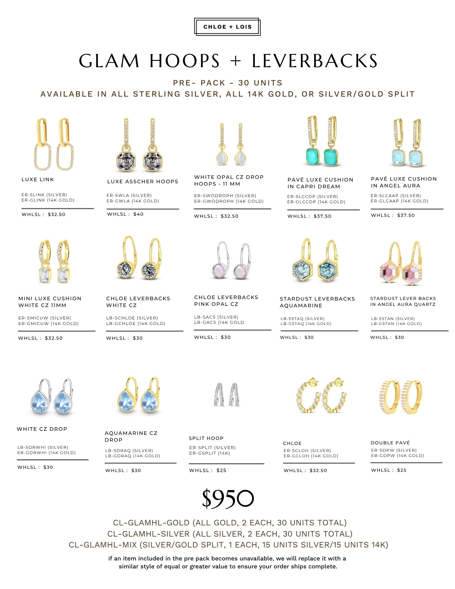 Picture of Glam Hoops/Leverbacks - 30 Units - 14K/SS SPLIT