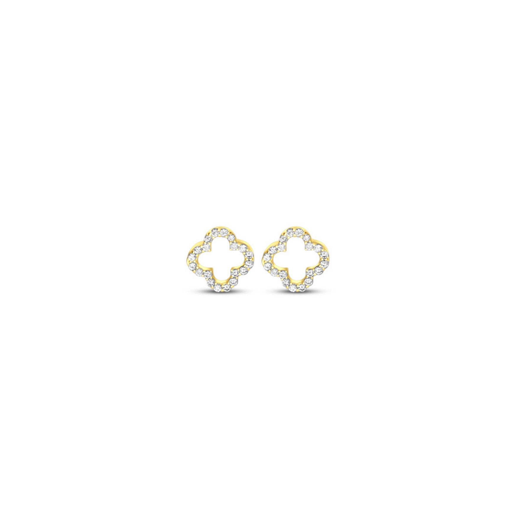 Picture of Pavé Clover Stud Earrings - 14K