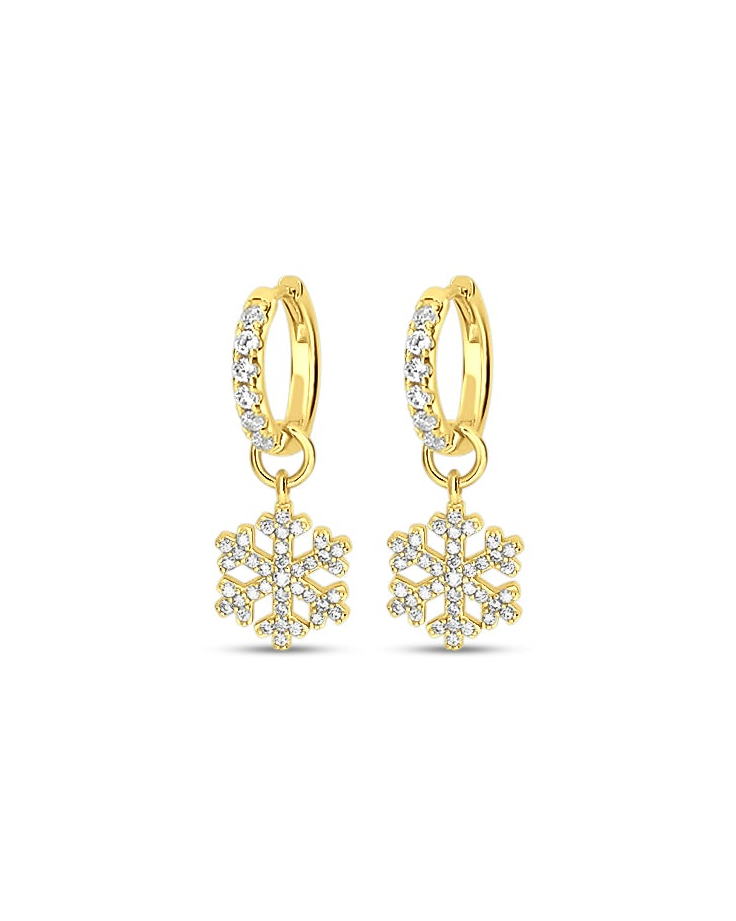 Picture of Mini Snowflake Pavé Hoops - 14K