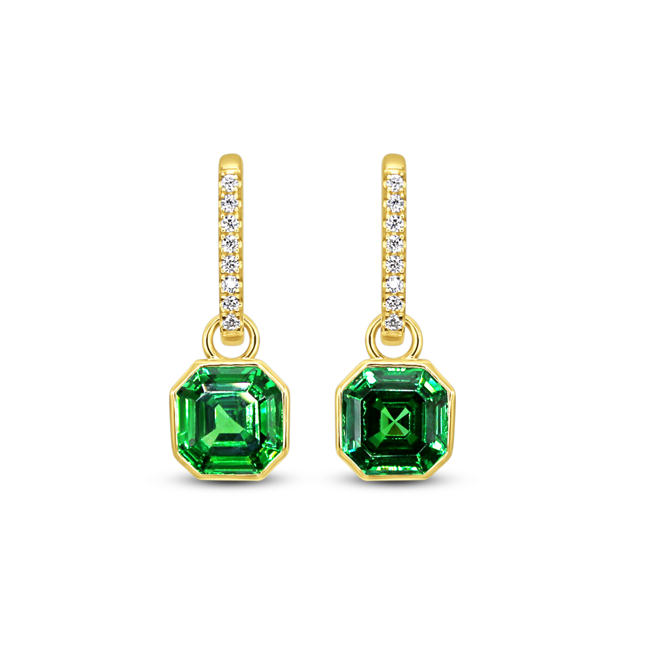 Picture of Luxe Asscher Hoops - 14K - Green CZ
