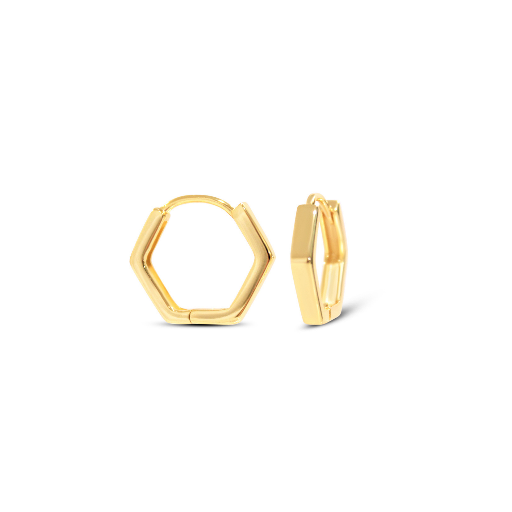 Picture of Bold Hex Hoops - 14K