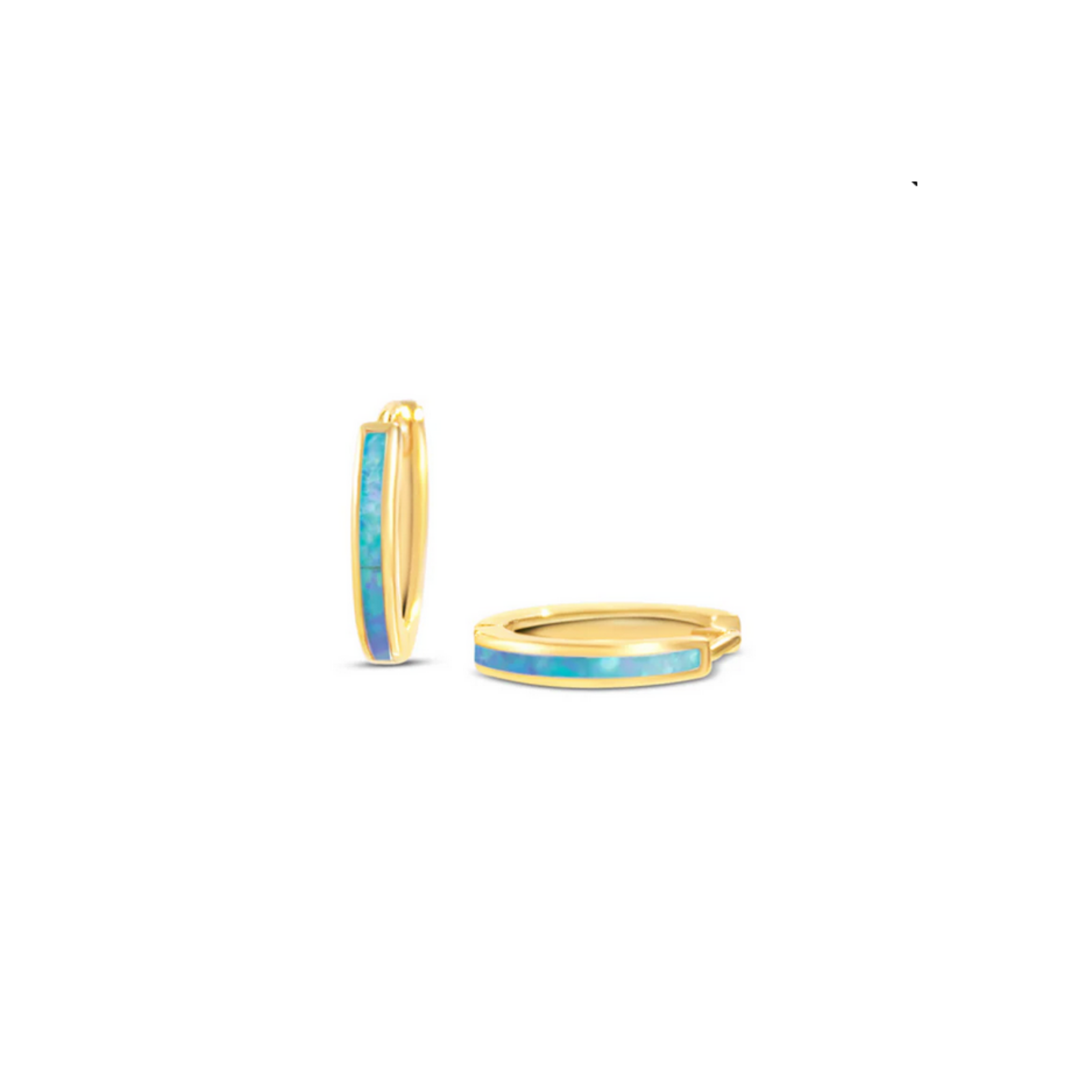 Picture of Opal Huggie Hoops in Azure Blue Opal - 14K