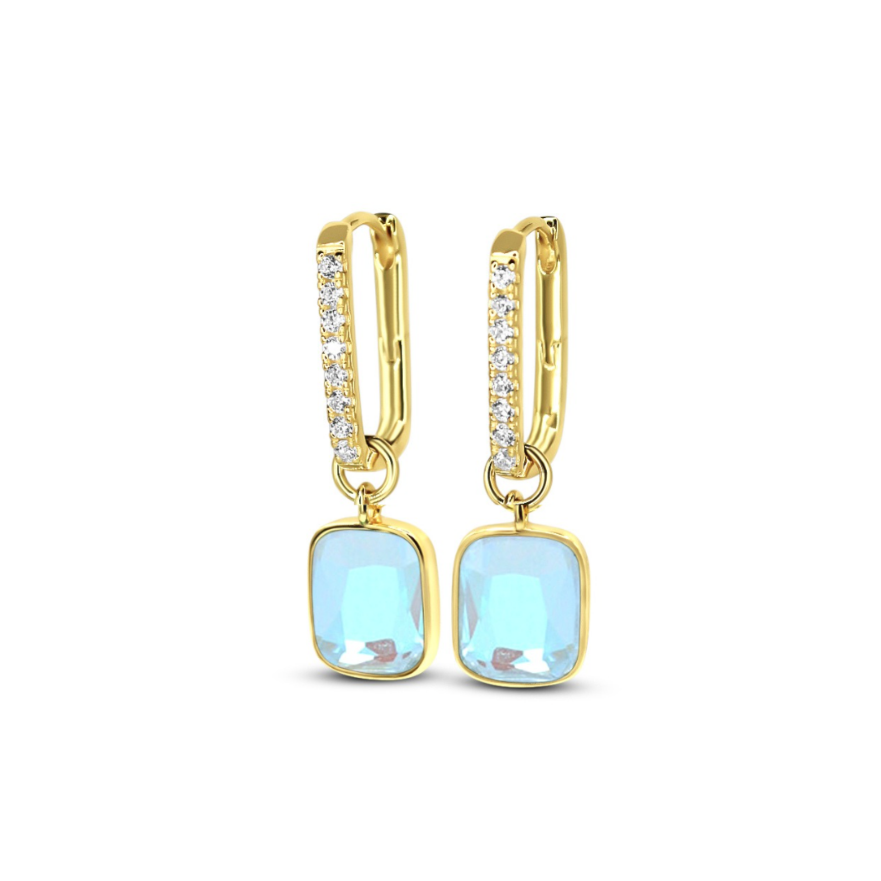 Picture of Pavé Luxe Cushion Hoops - 14K - Angel Aura Quartz
