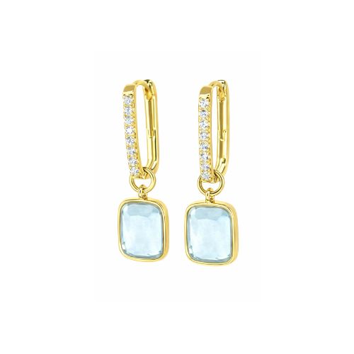 Picture of Pavé Luxe Cushion Hoops - 14K - Aquamarine