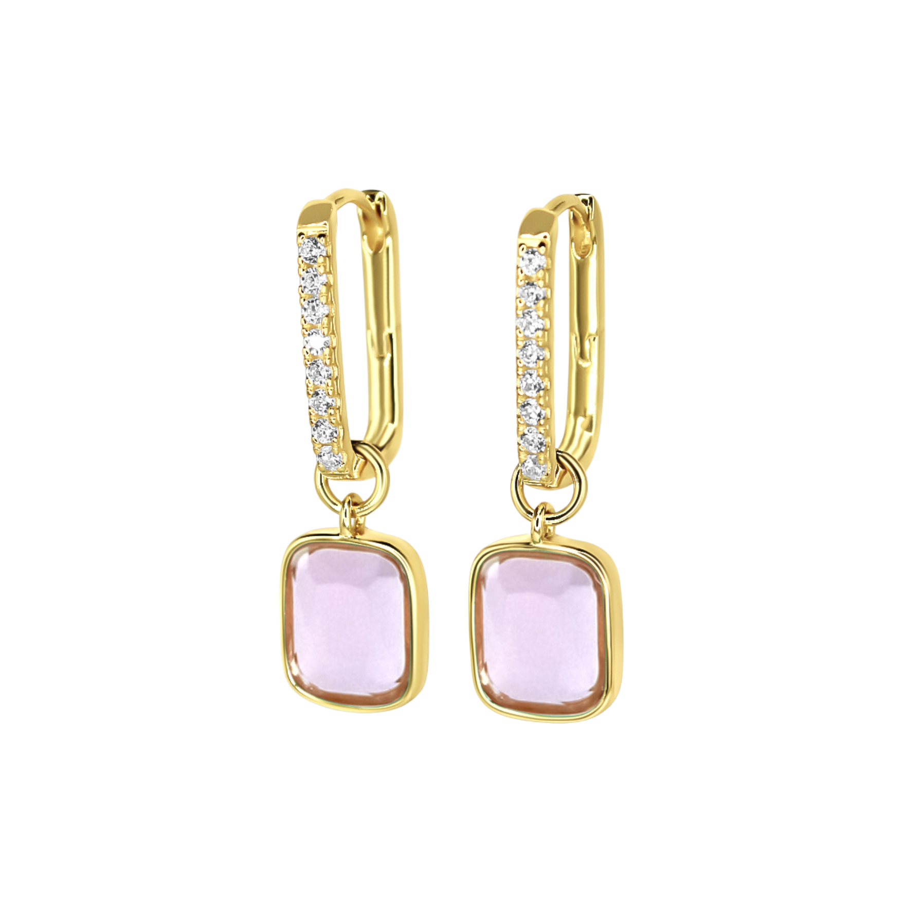 Picture of Pavé Luxe Cushion Hoops - 14K - Blush Lilac