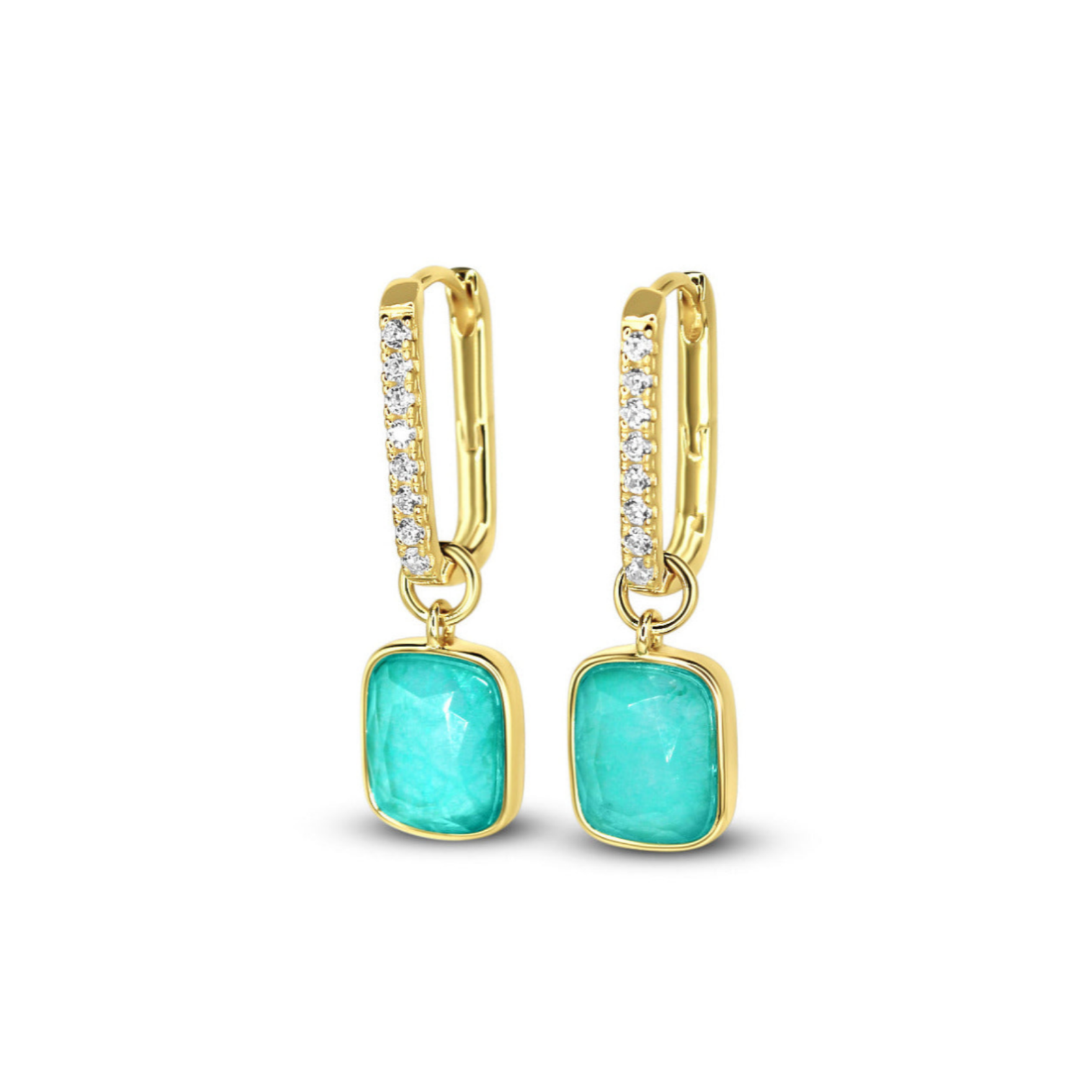 Picture of Pavé Luxe Cushion Hoops - 14K - Capri Dream