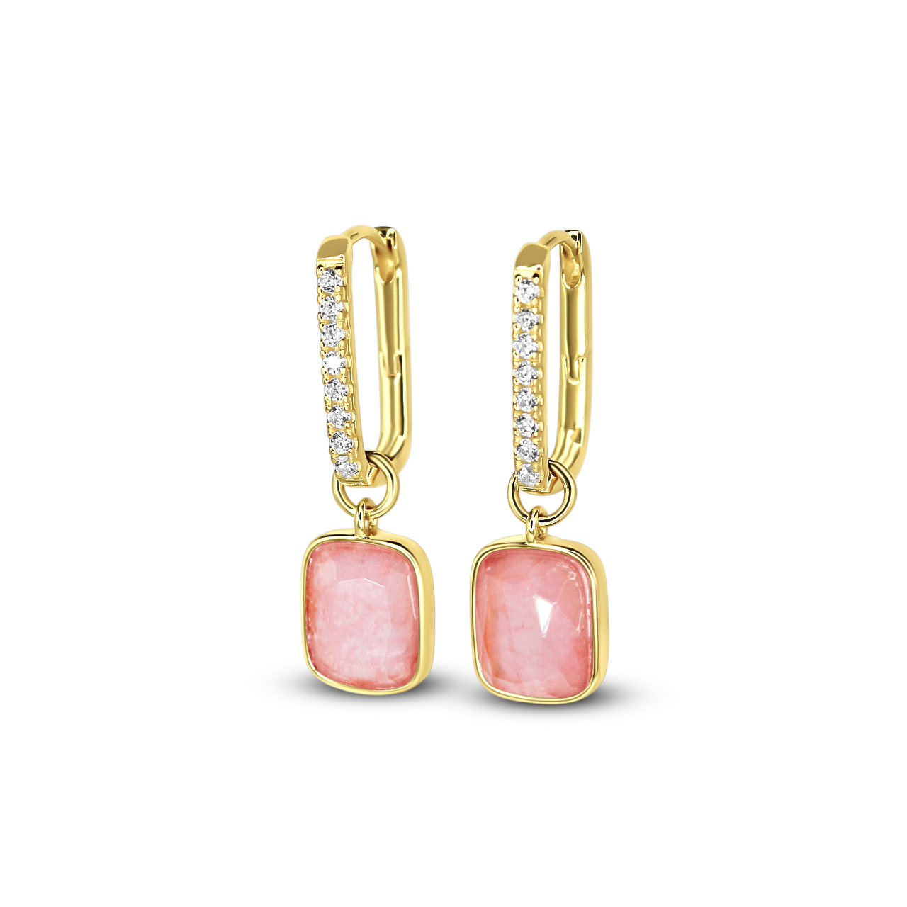 Picture of Pavé Luxe Cushion Hoops - 14K - Coral