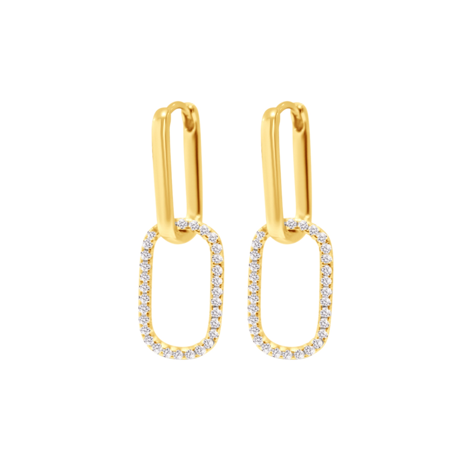 Picture of Luxe Link Hoops - 14K - White CZ