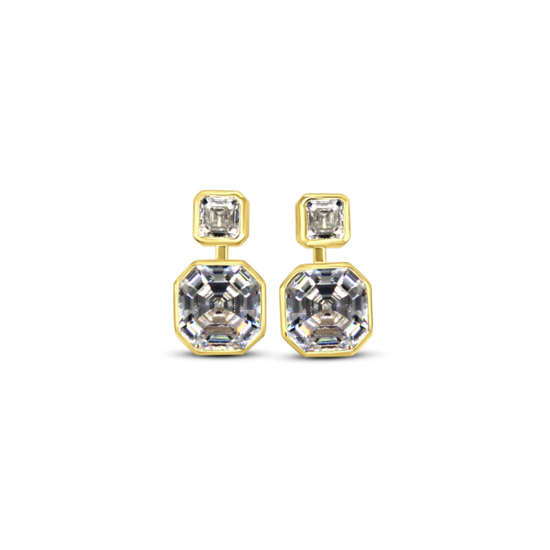Picture of Luxe Asscher Studs - 14K - White CZ
