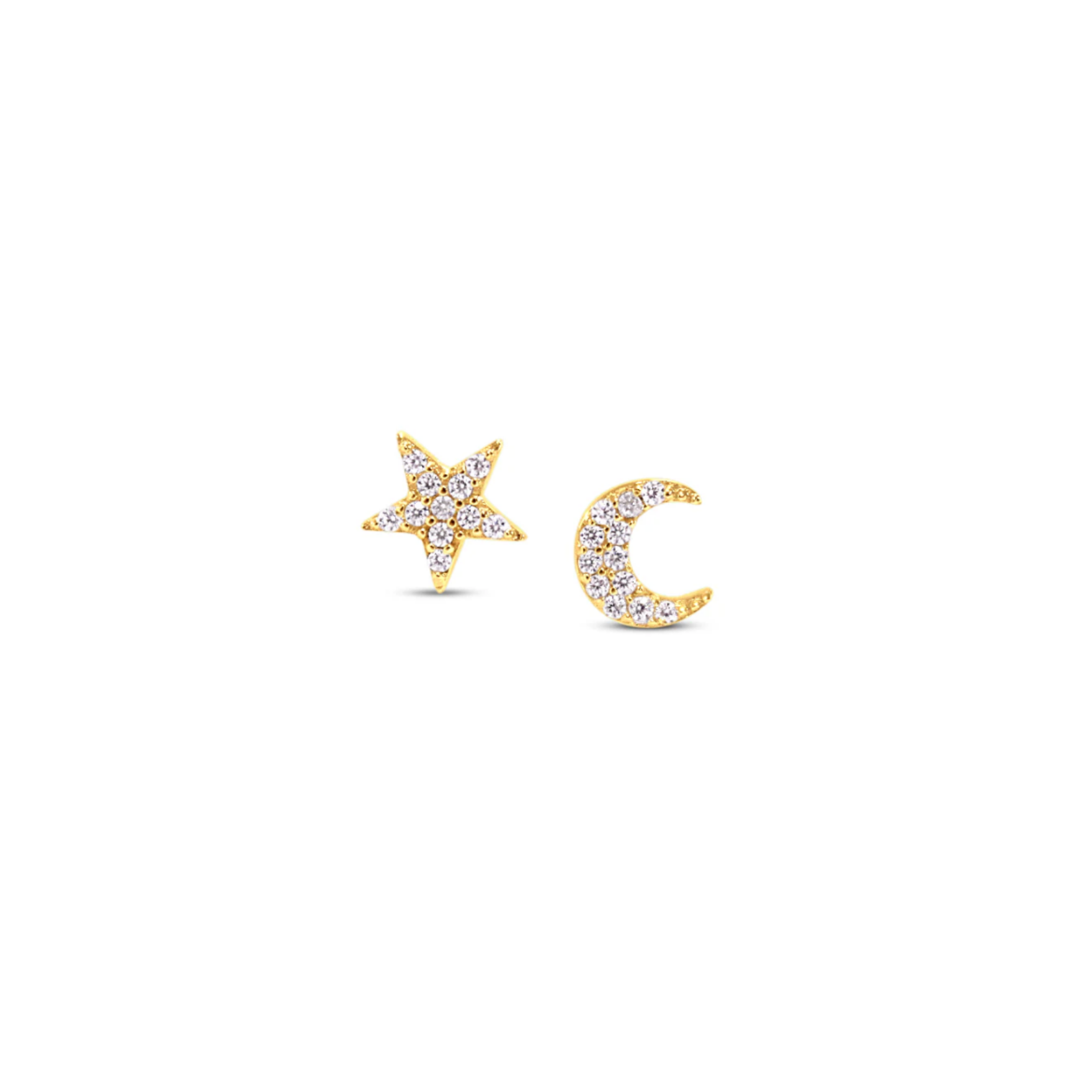 Picture of Mini Pavé Moon + Star Studs - 14K