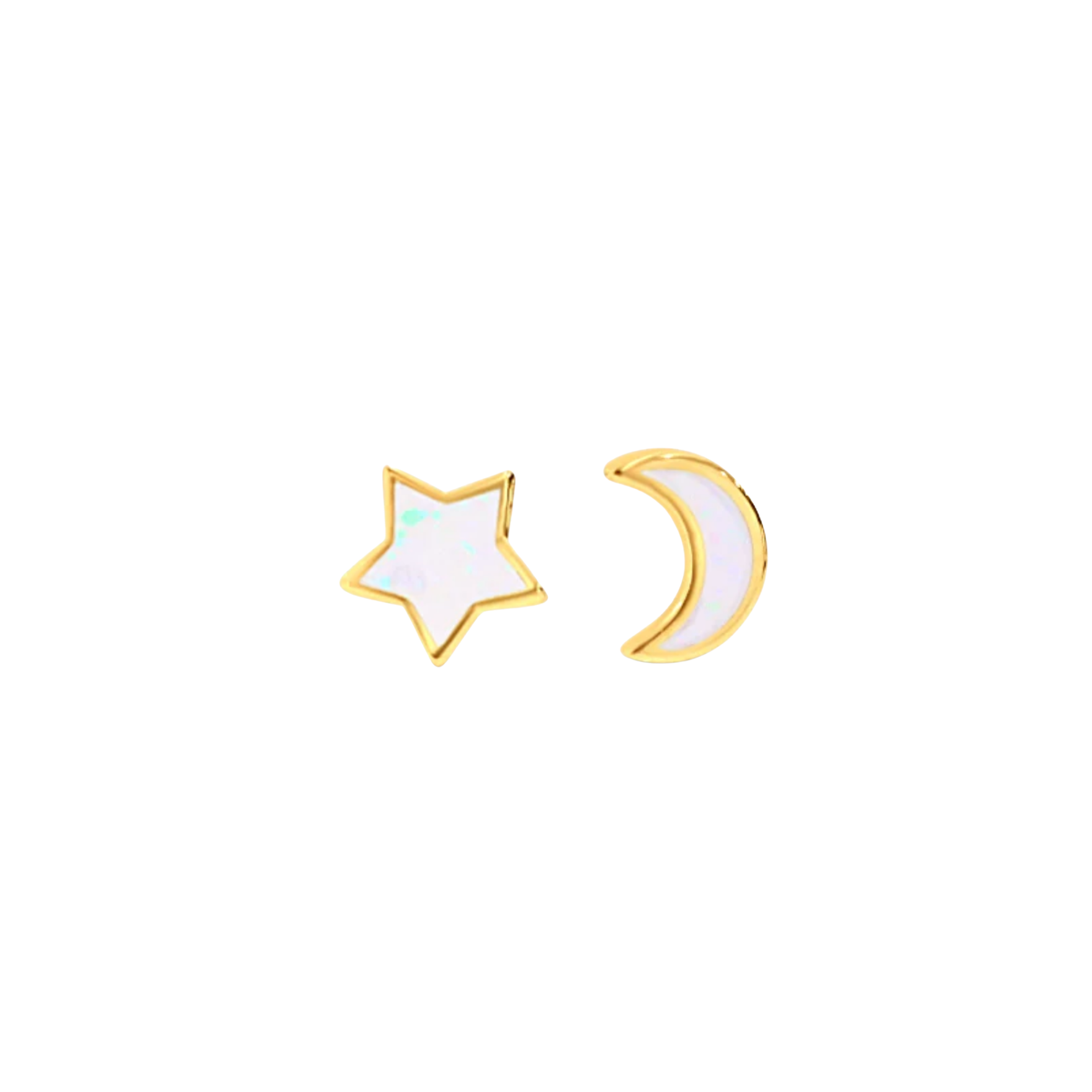 Picture of Starry Night Moon + Star Studs - 14K