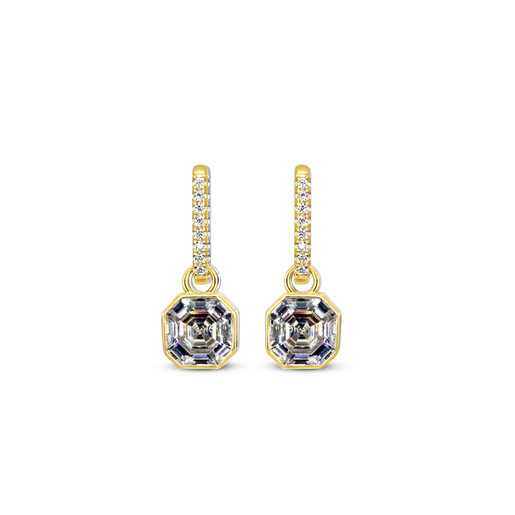 Picture of Luxe Asscher Hoops - 14K - White CZ