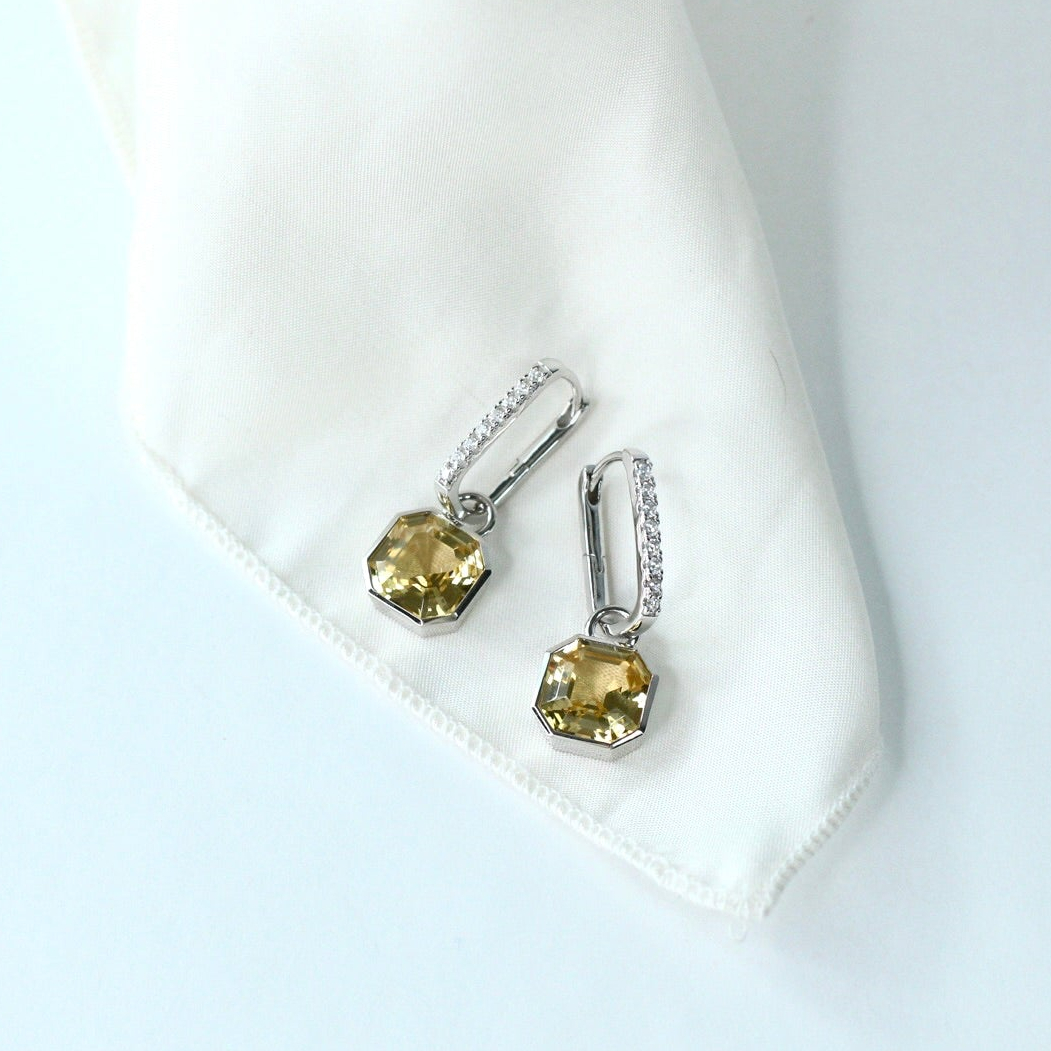 Picture of Luxe Asscher Hoops - SS - Champagne CZ