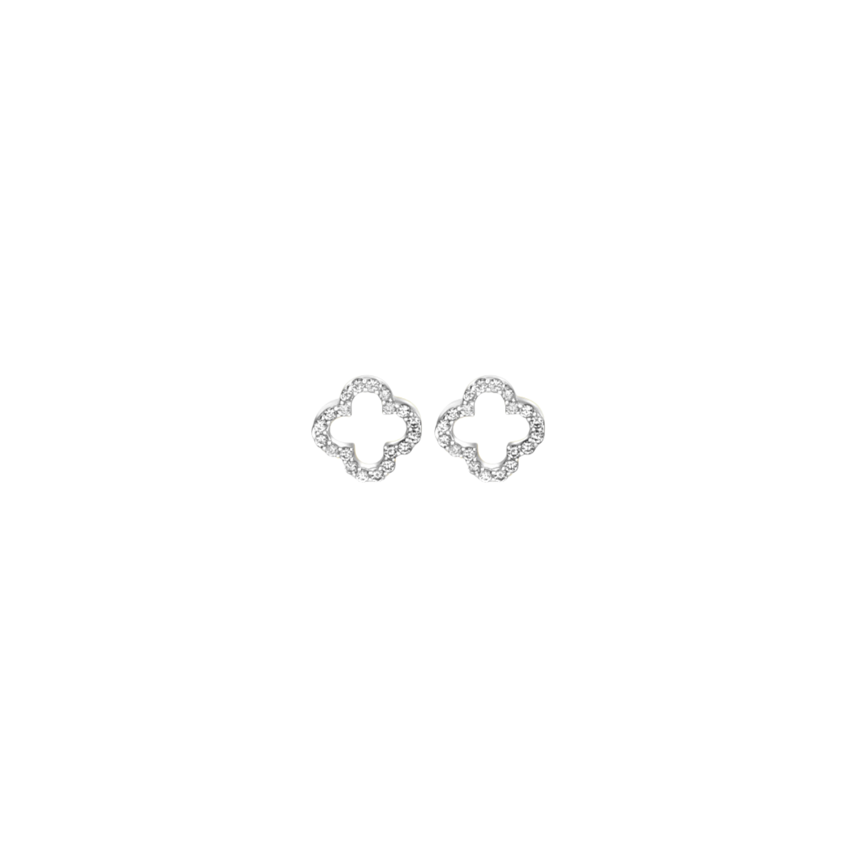 Picture of Pavé Clover Stud Earrings - SS