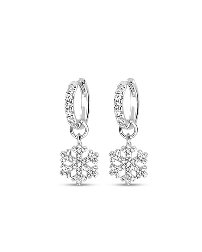 Picture of Mini Snowflake Pavé Hoops - SS