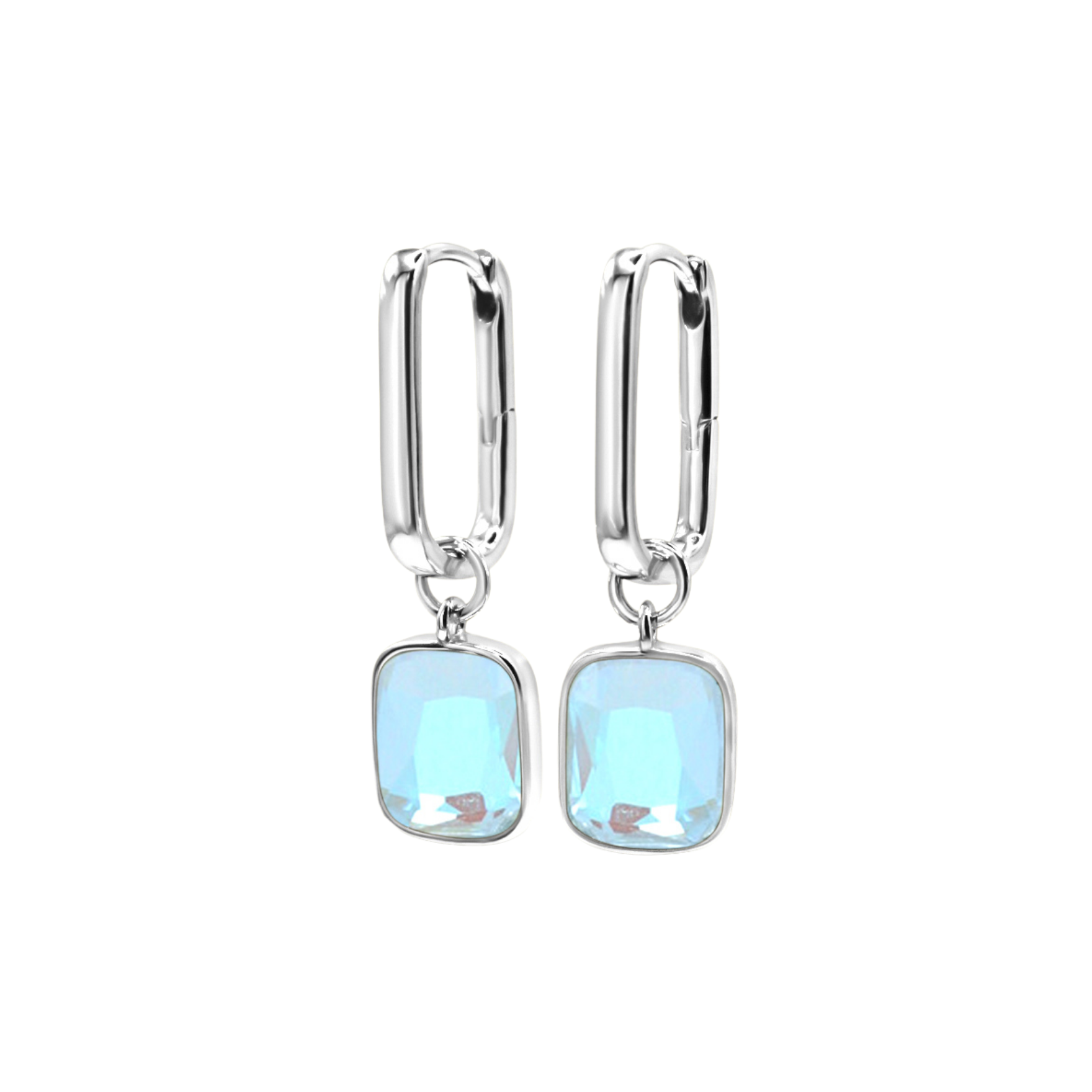 Picture of Luxe Cushion Hoops - SS - Angel Aura Quartz