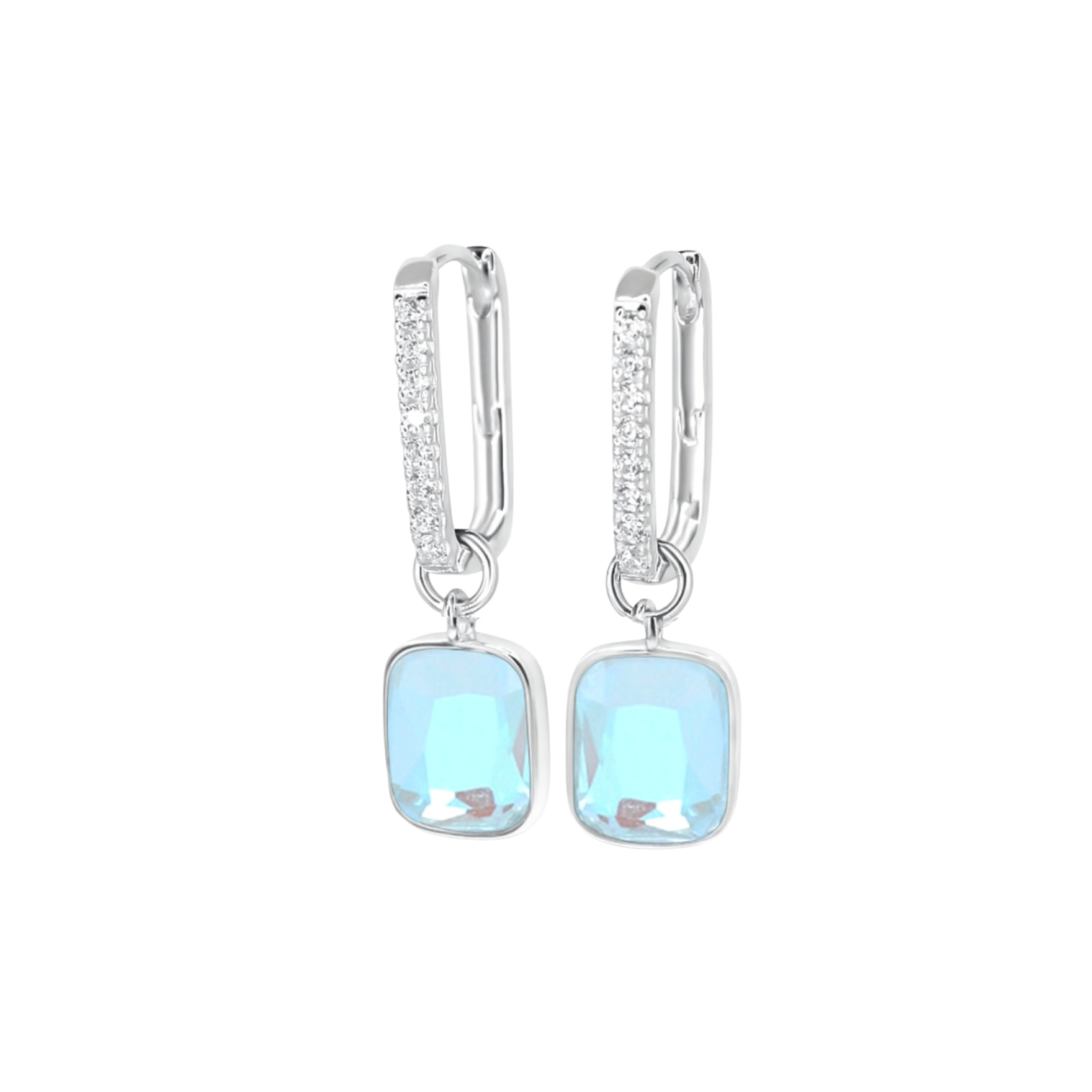 Picture of Pavé Luxe Cushion Hoops - SS - Angel Aura Quartz