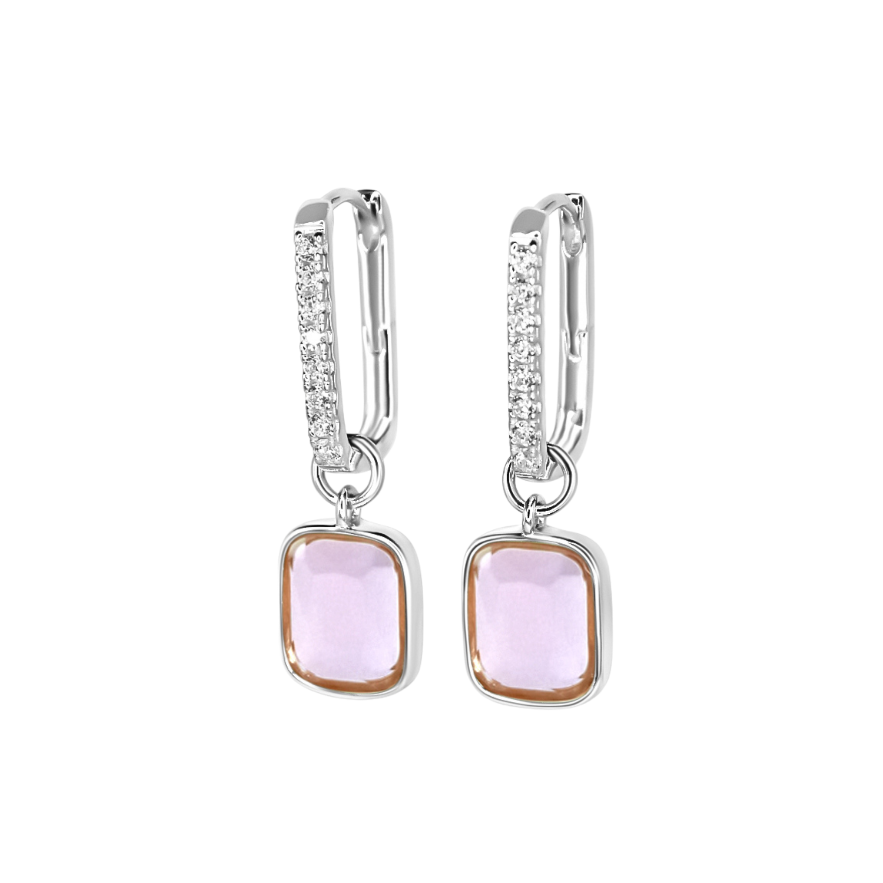 Picture of Pavé Luxe Cushion Hoops - SS - Blush Lilac