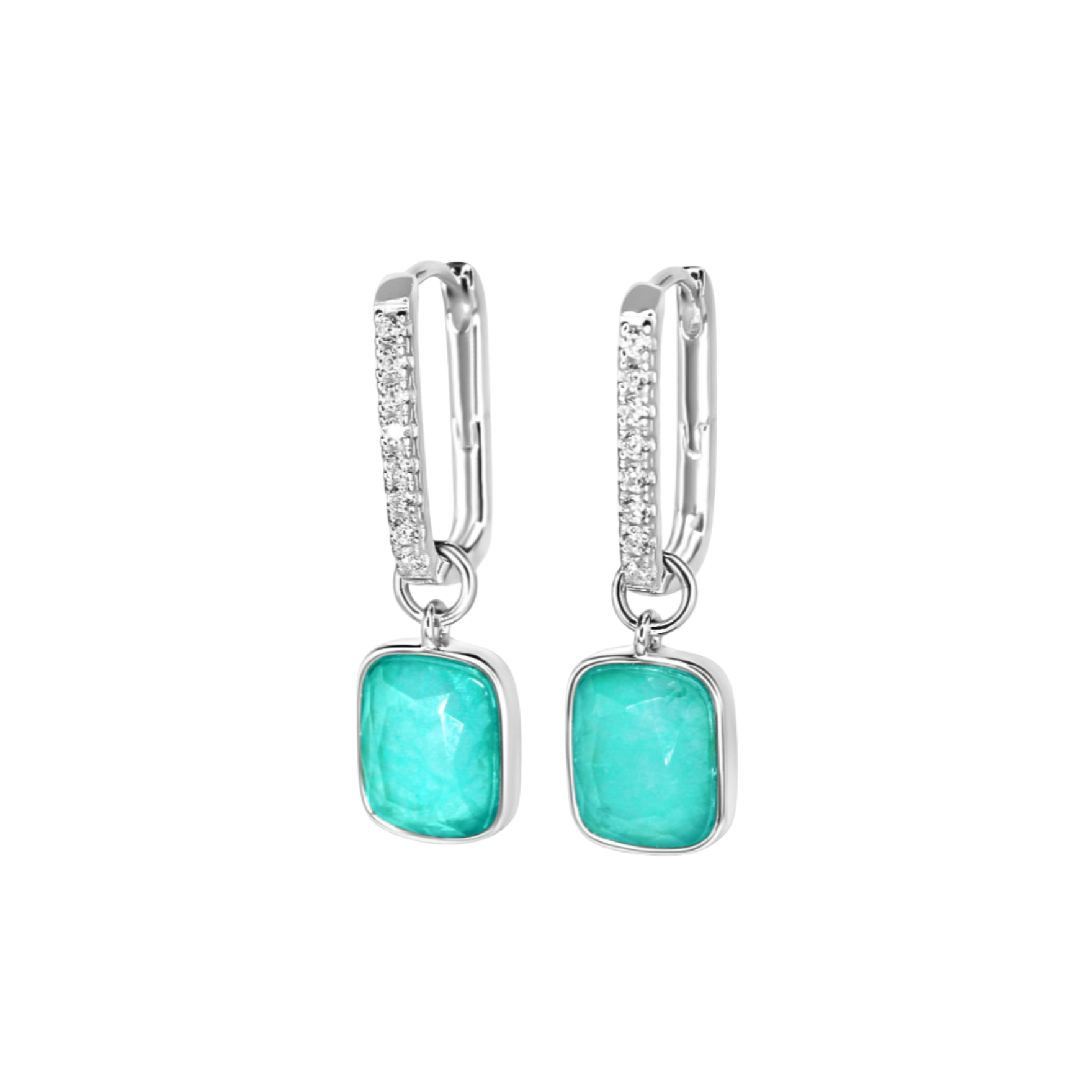 Picture of Pavé Luxe Cushion Hoops - SS - Capri Dream