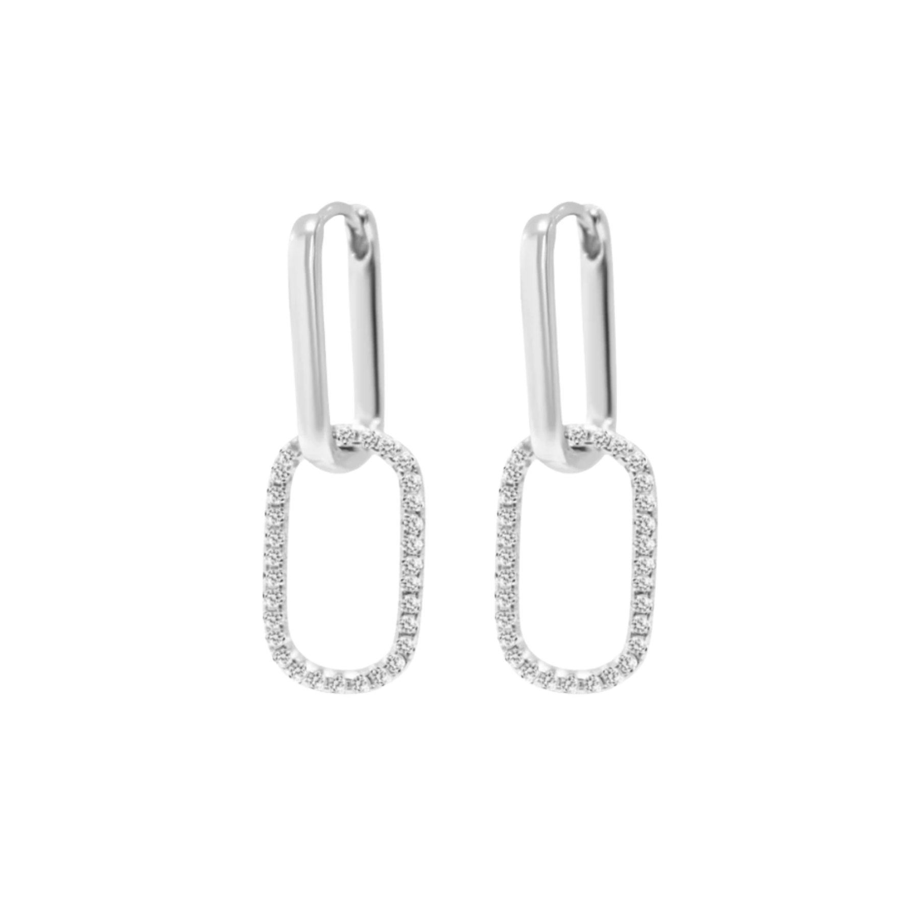Picture of Luxe Link Hoops - SS - White CZ