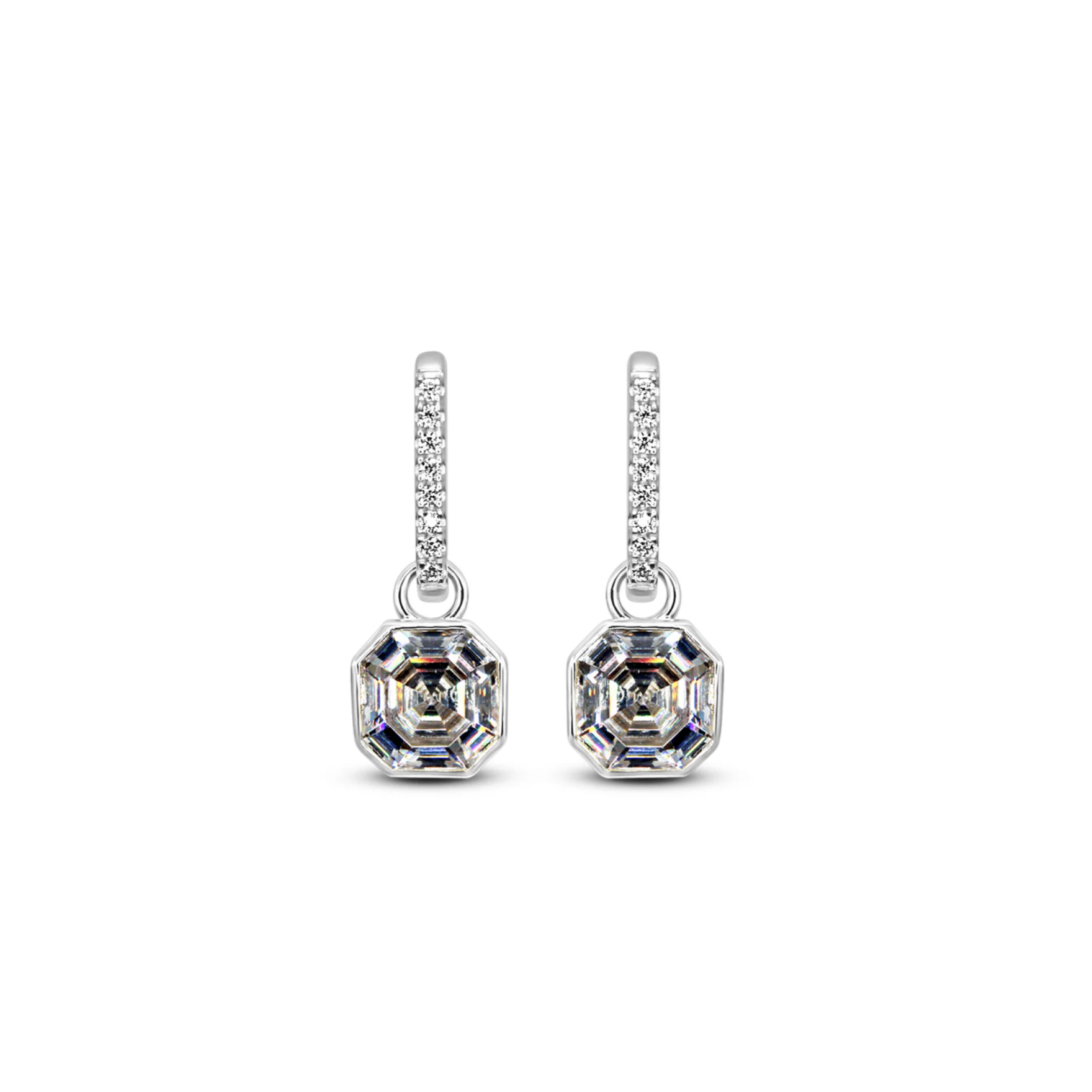 Picture of Luxe Asscher Hoops - SS - White CZ