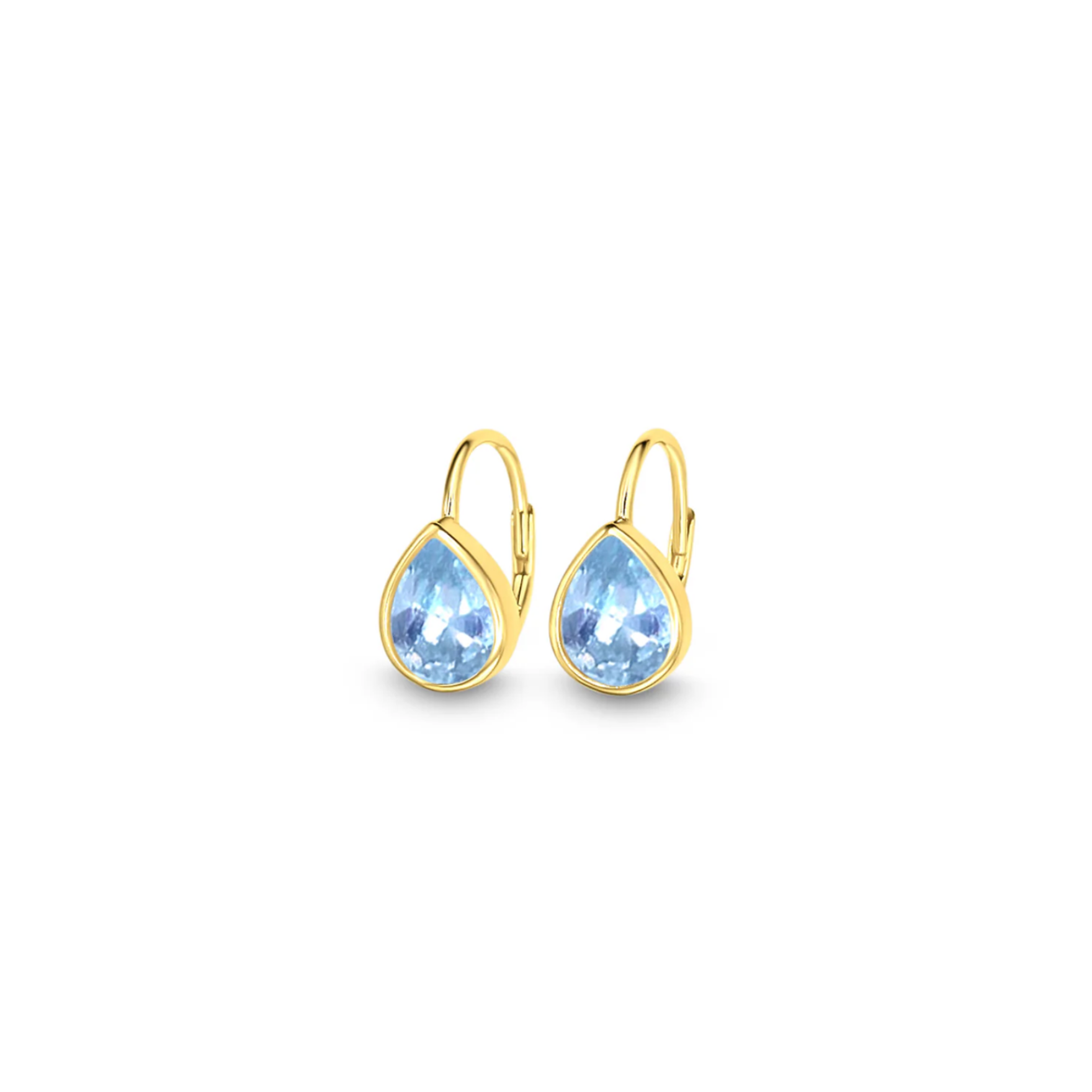 Picture of Leverback Drop Earrings - 14K - Aquamarine CZ