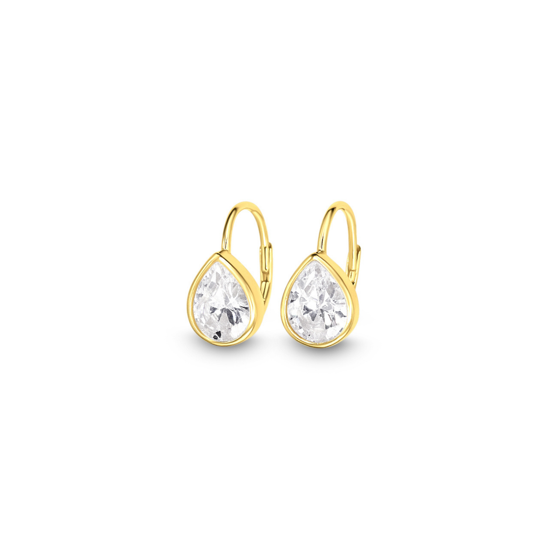 Picture of Leverback Drop Earrings - 14K - White CZ