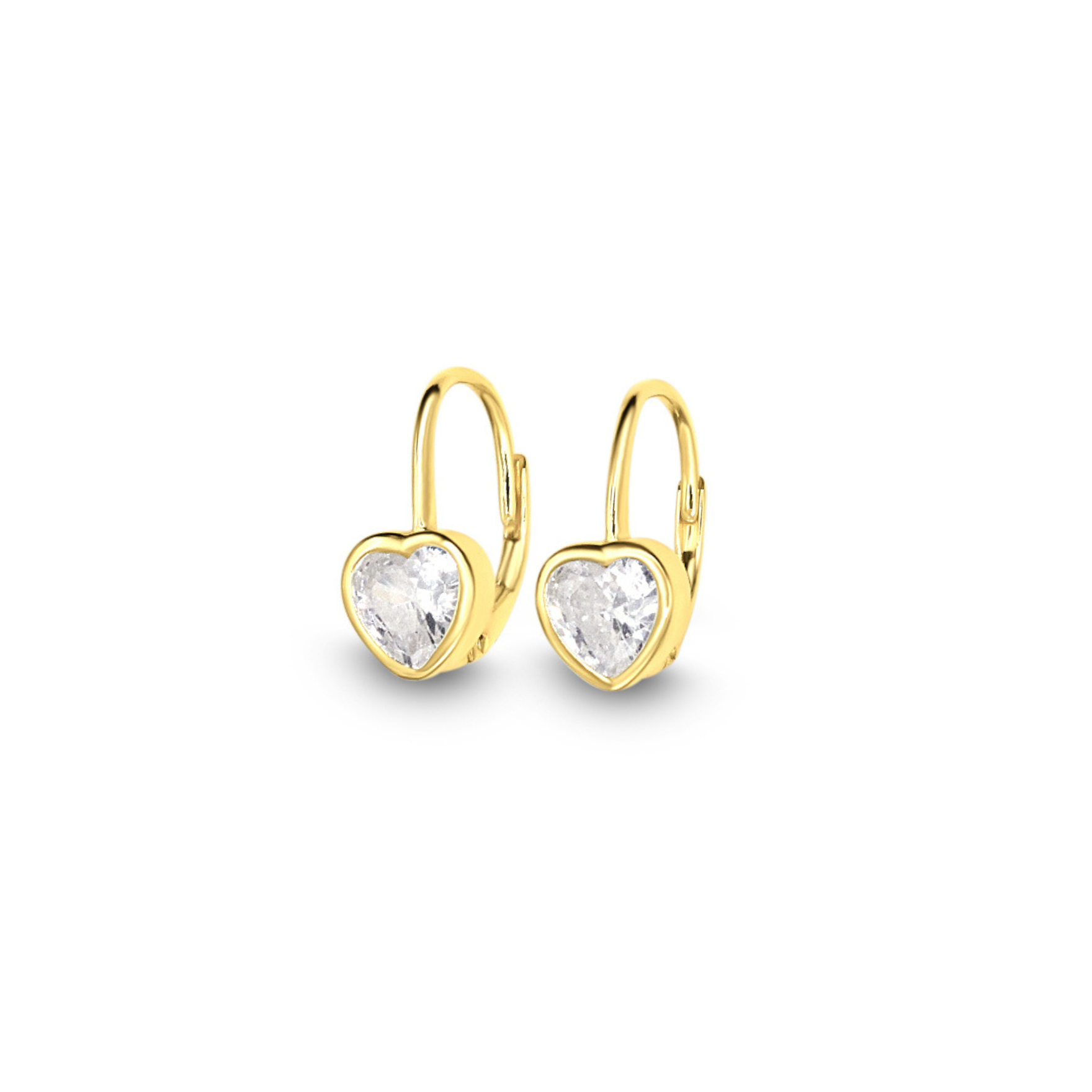 Picture of Leverback Heart Earrings - 14K - White CZ