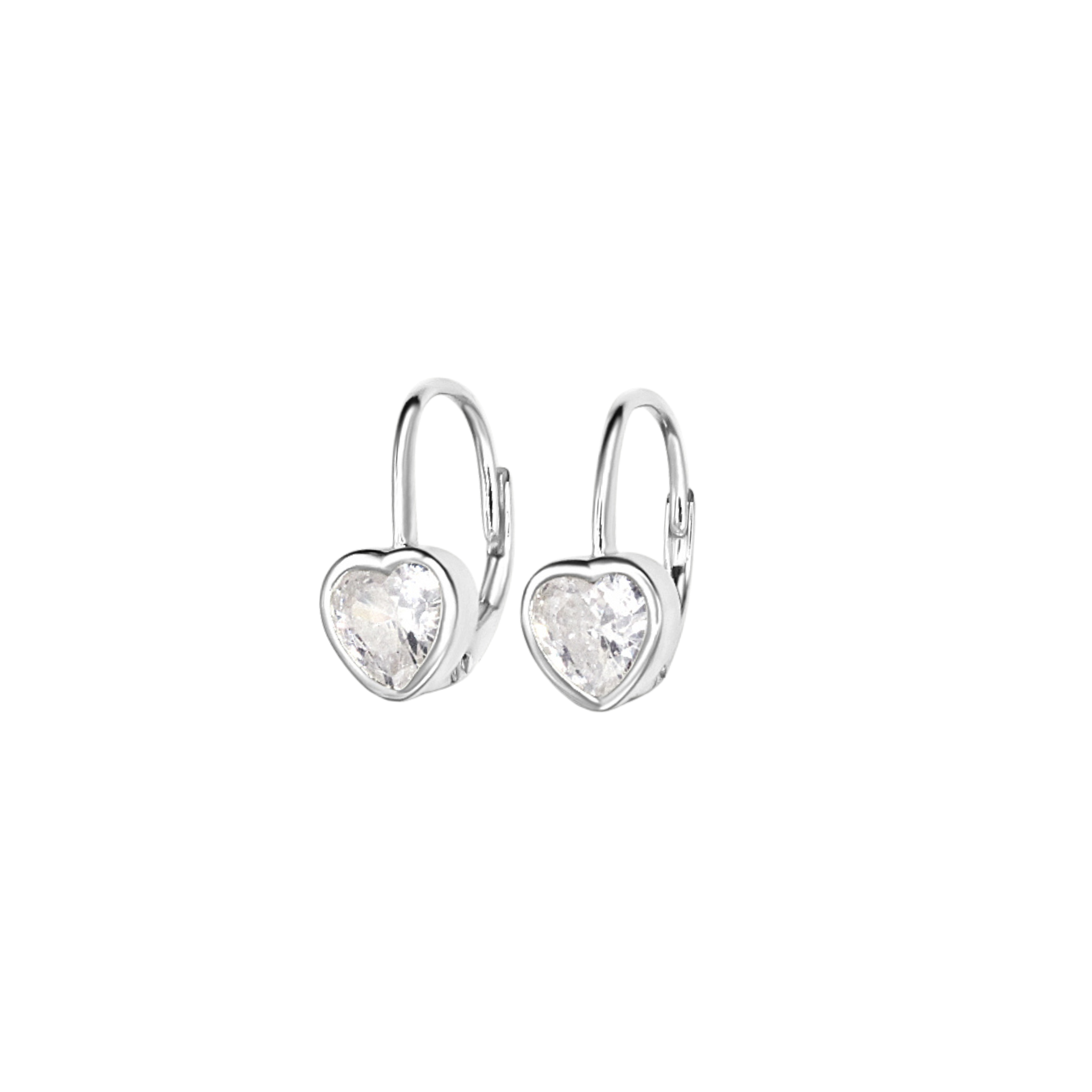 Picture of Leverback Heart Earrings - SS - White CZ