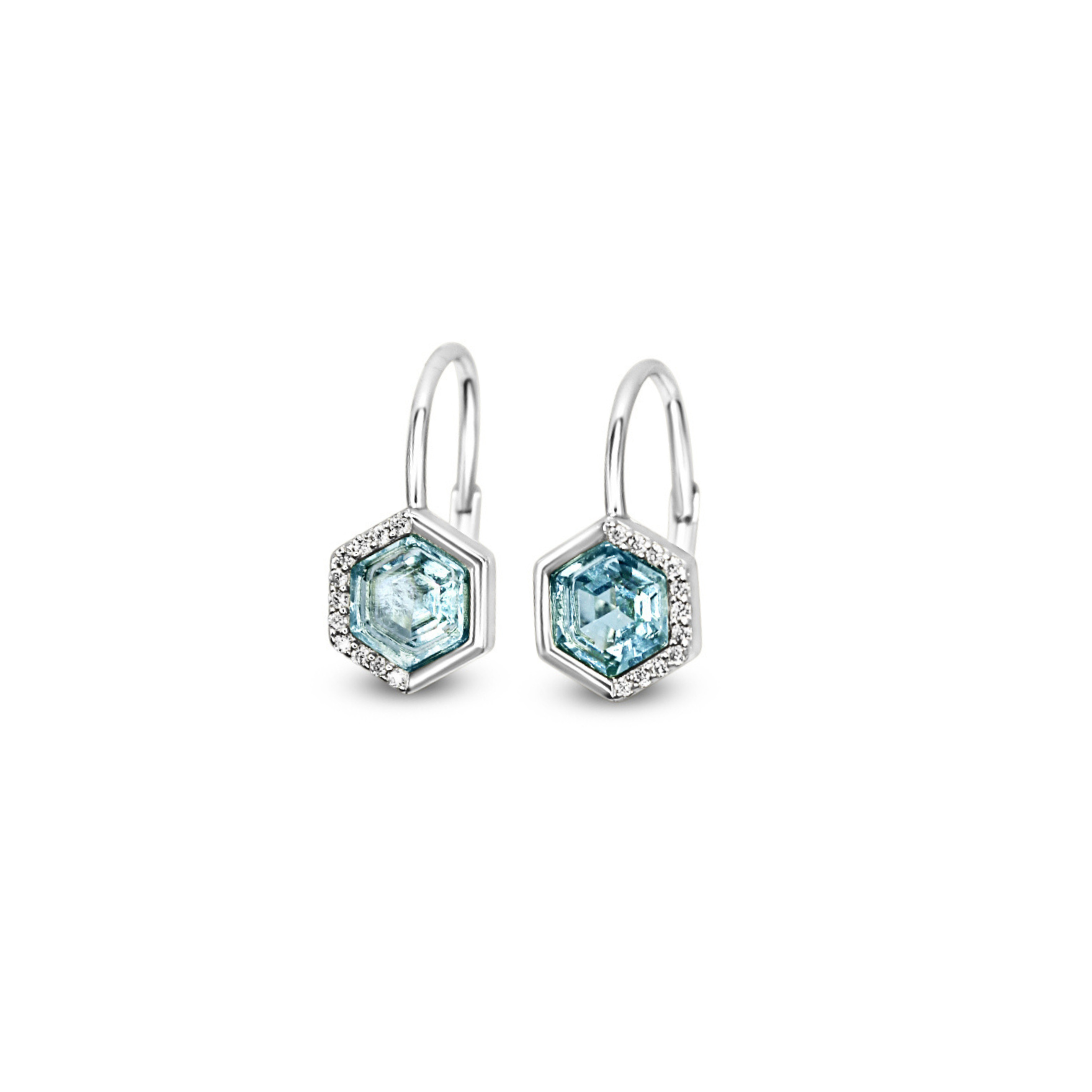Picture of Stardust Leverback Earringss - SS - Aquamarine